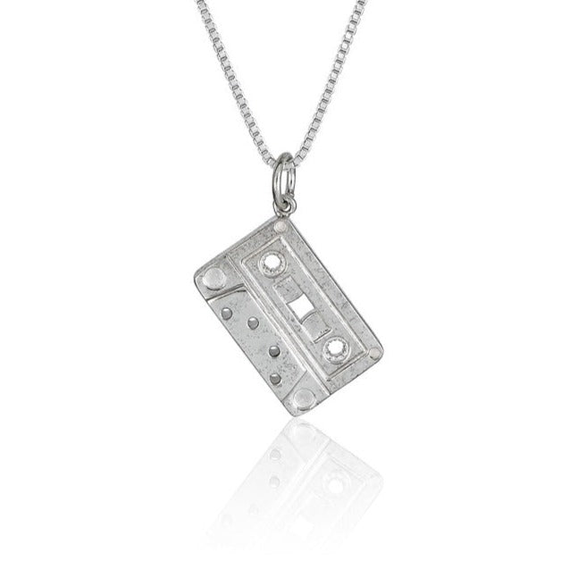 Cartography Men's 80s Love Note - Mixed Tape Cassette Necklace In Sterling Silver