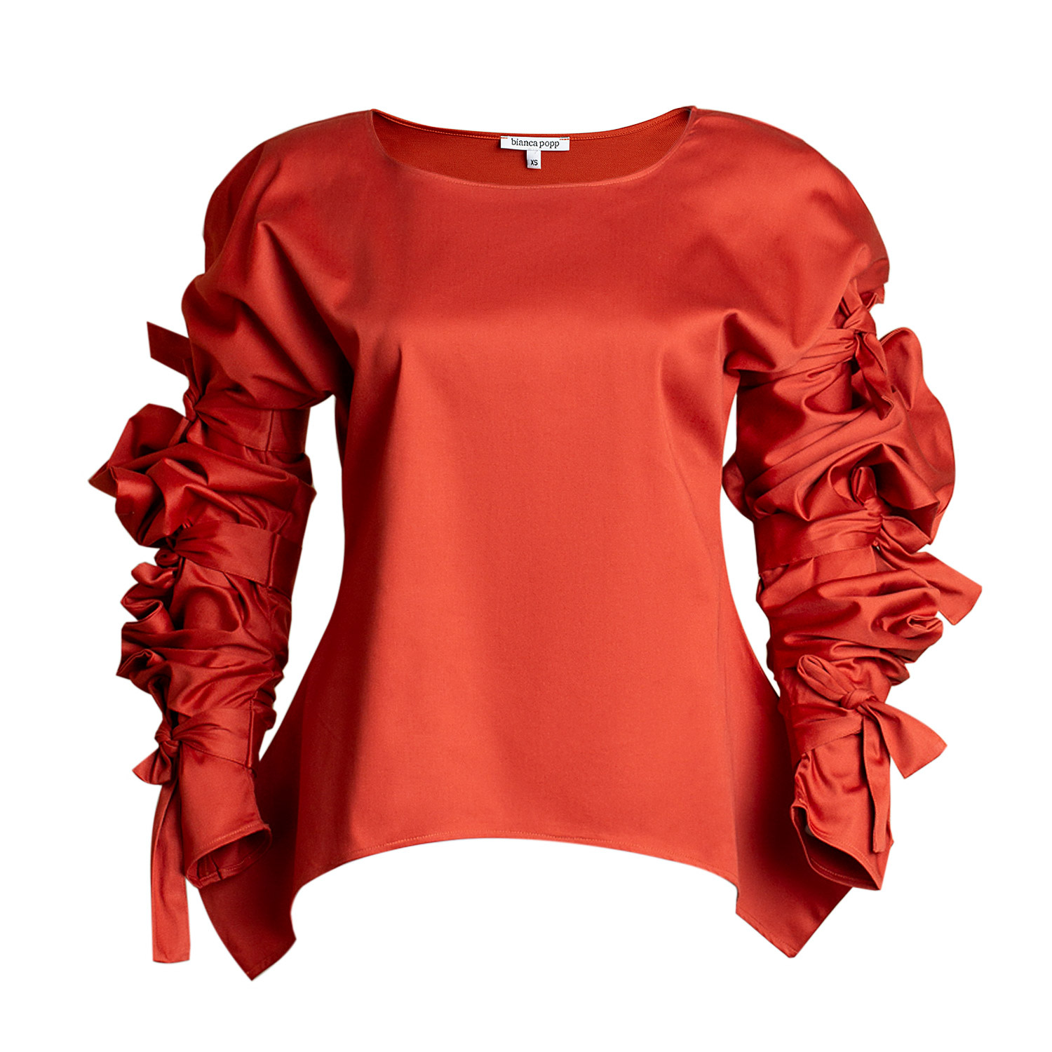 Bianca Popp Women's Ribbon Wrapped Blouse In Crimson Red Cotton In Red