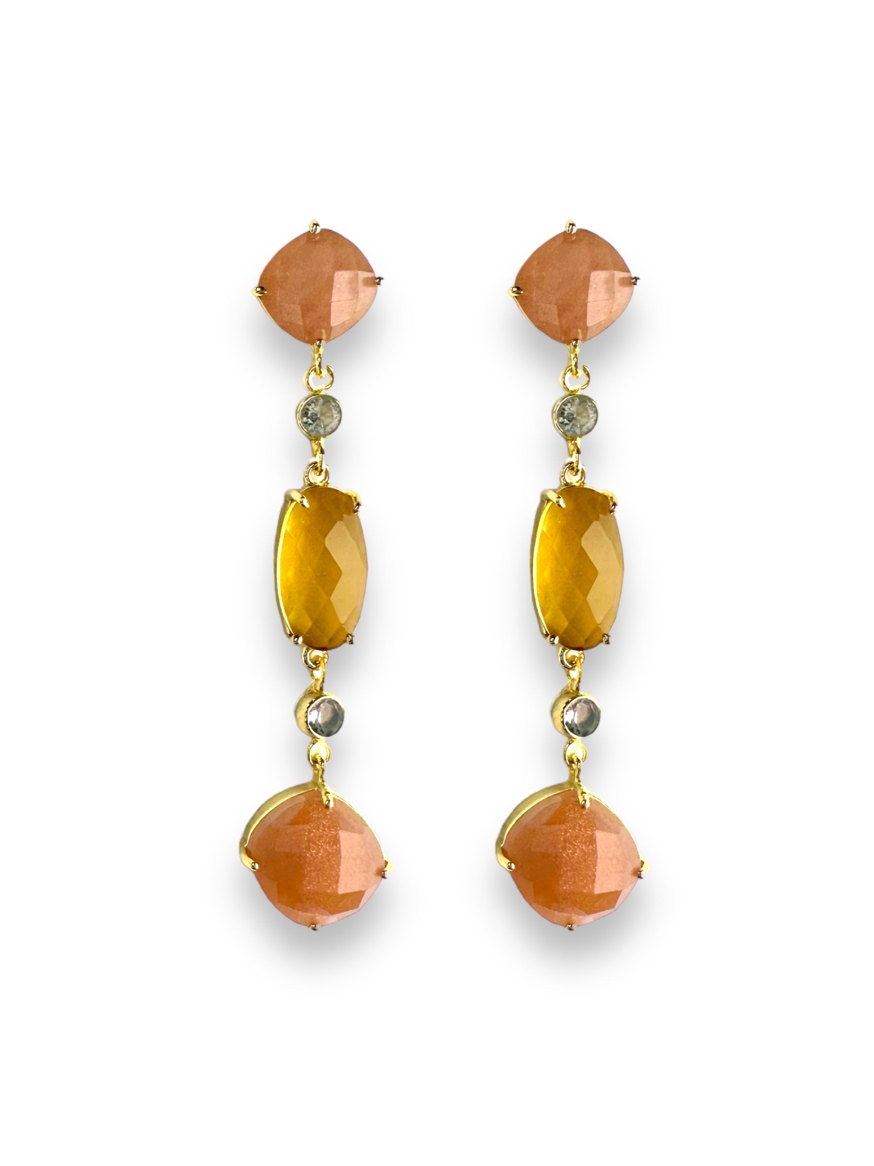 Women’s Yellow / Orange Celine Gemstone Statement Earrings In Sunstone & Citrine Amina Johan