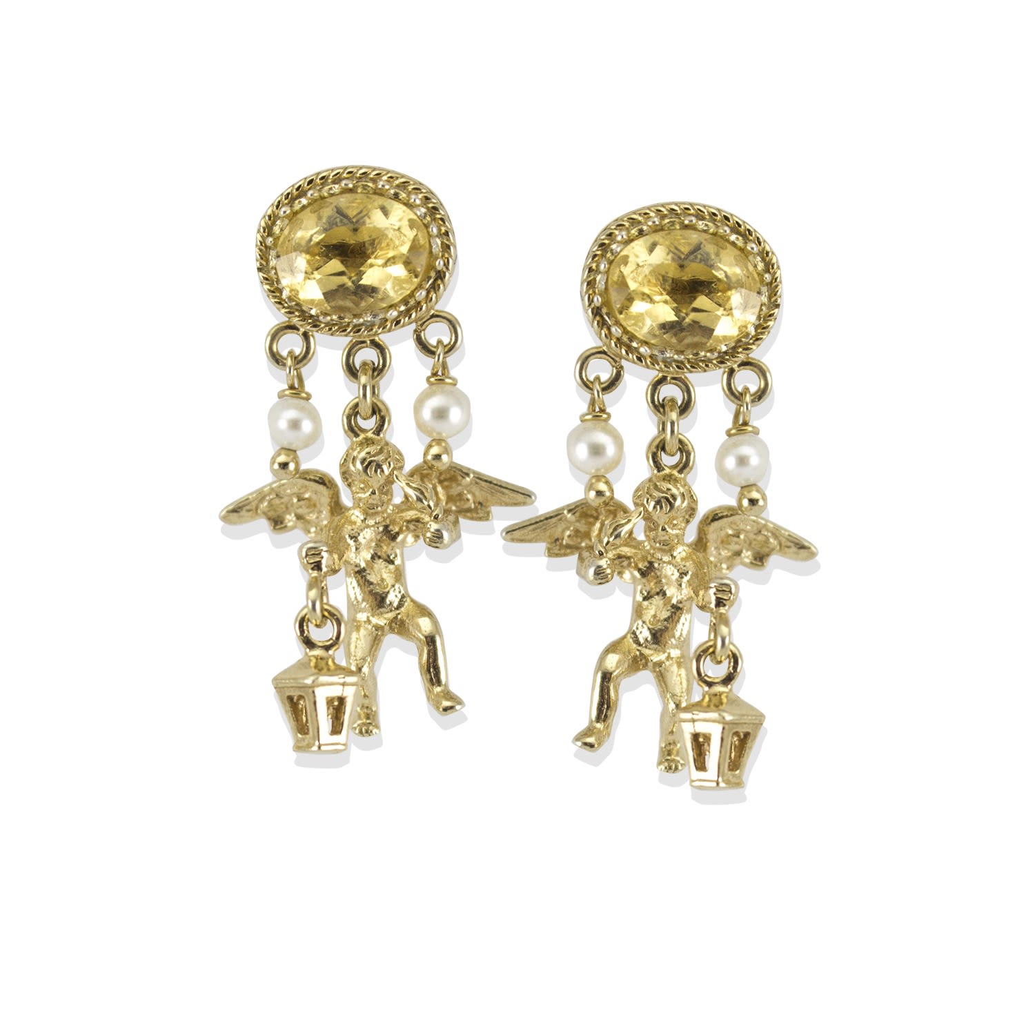Women’s Gold Cherubini Citrine Earrings Vintouch Italy