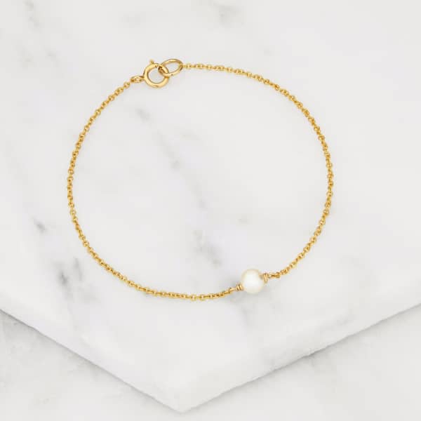 Lily & Roo Gold Single Pearl Bracelet In Pearl