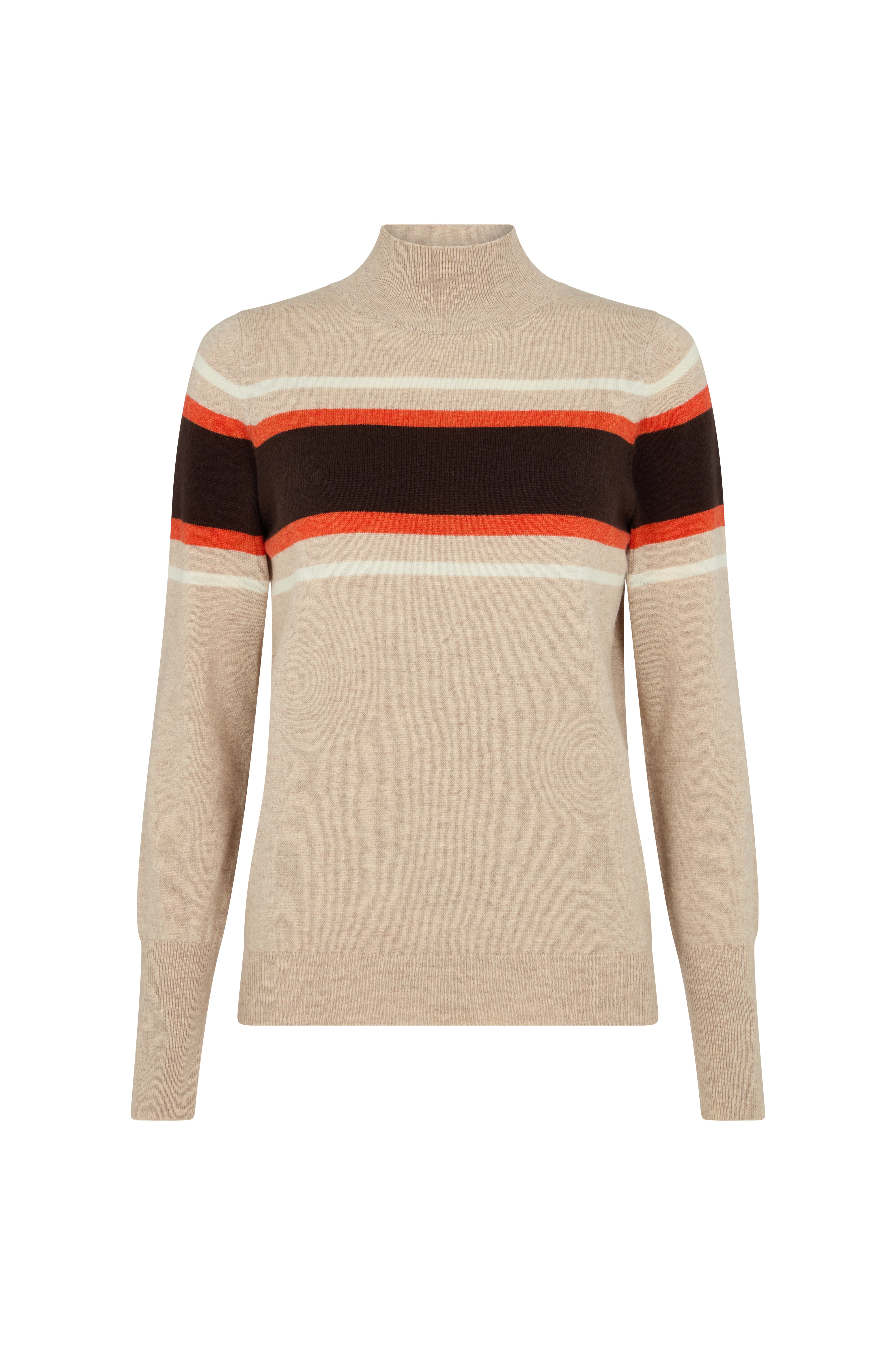 Mirla Beane Cashmere Mix Jumper In Oatmeal Stripe In Brown