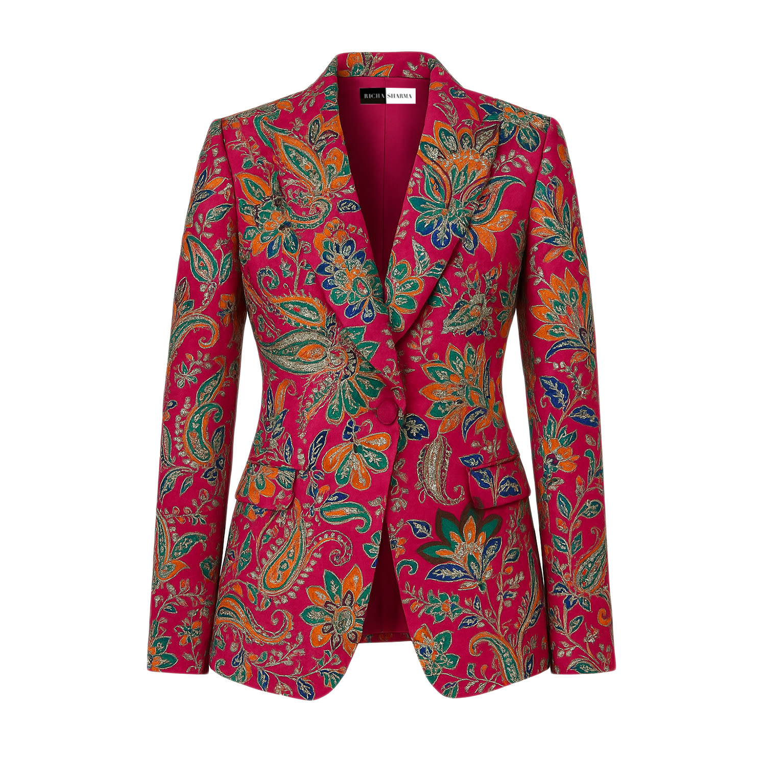 Richa Sharma Women's Pink / Gold Luxury Handcrafted Embroidered Blazer In Red