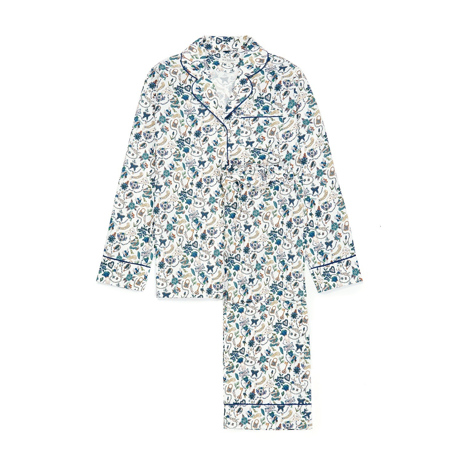 Rumour London Women's Blue True Love Liberty Print Cotton Pyjama Set In Blue