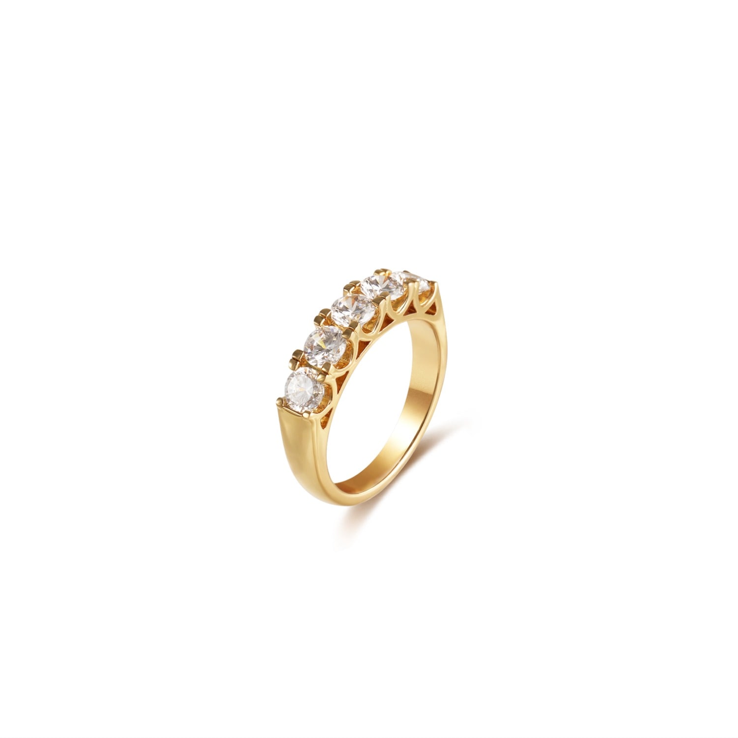 Retro Chic Women's Gold / White Aurelia Tennis Ring In Multi