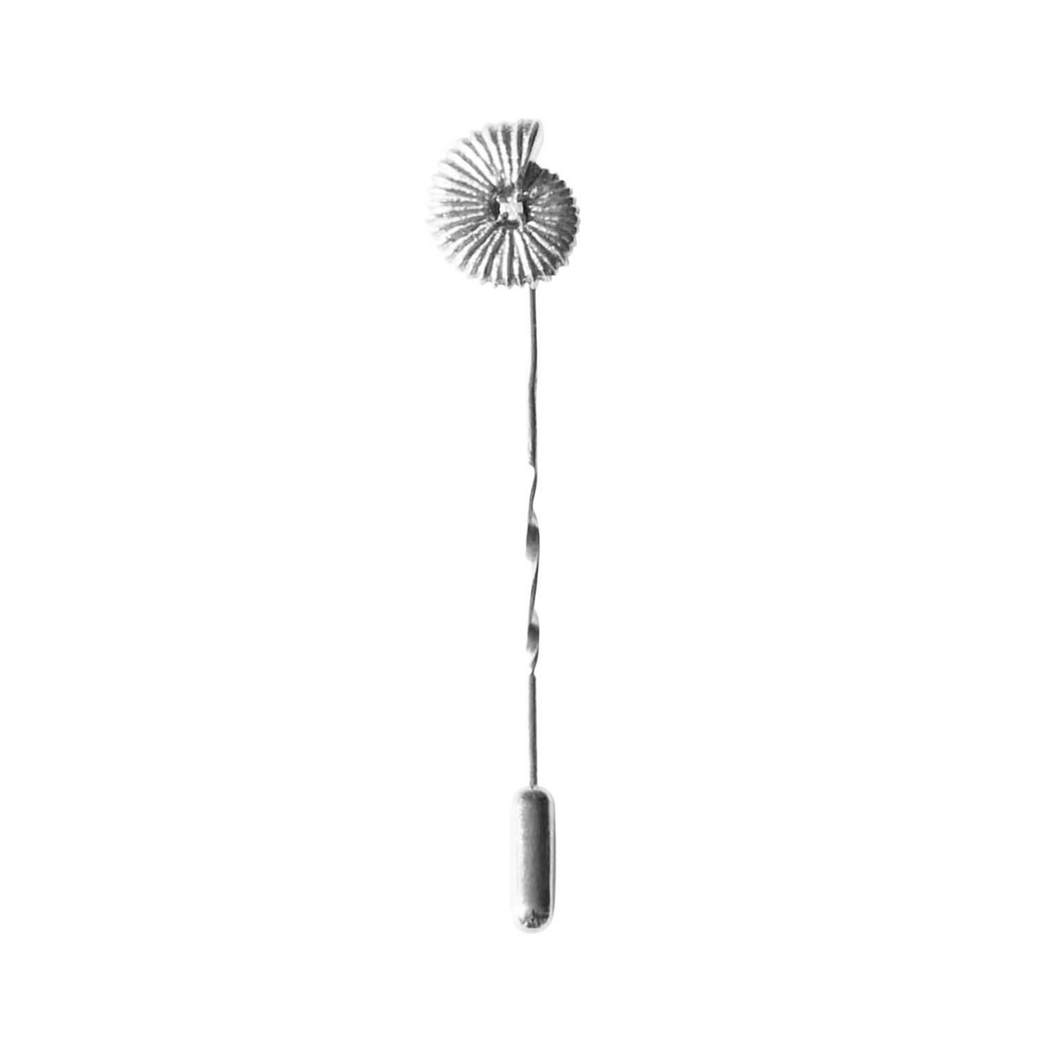 Men’s Ammonite Diamond Tie Pin -Twist Tie Pin - Silver Lee Renee