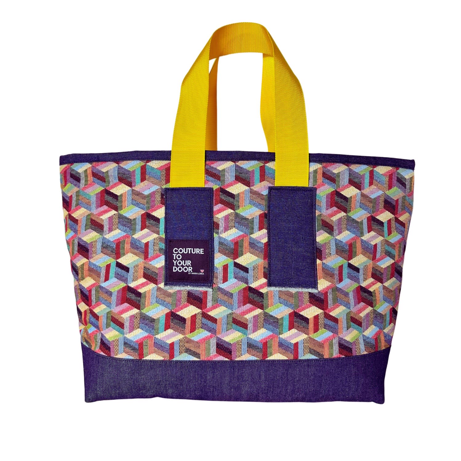 Couture To Your Door Women's Pink / Purple Large Geometric Tote Tapestry Bag In Multi