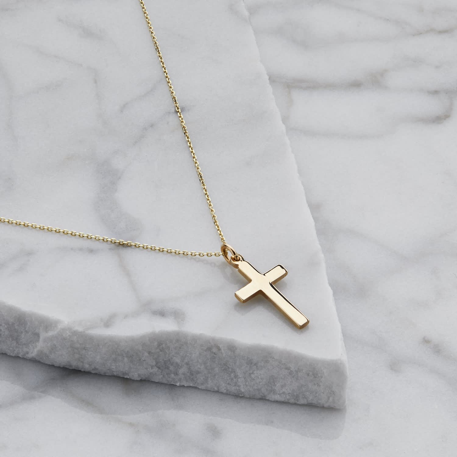 Solid Gold Cross Pendant Necklace | Lily & Roo | Wolf & Badger