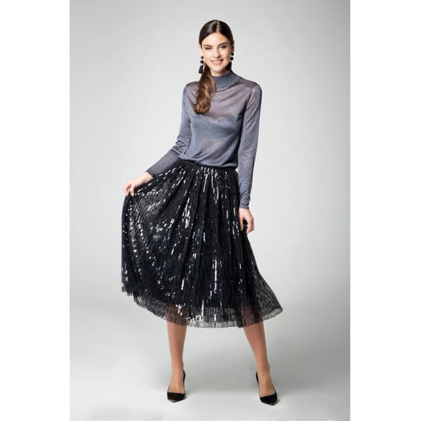 Rumour London Fairy Midi Sequined Skirt In Black In Sequined