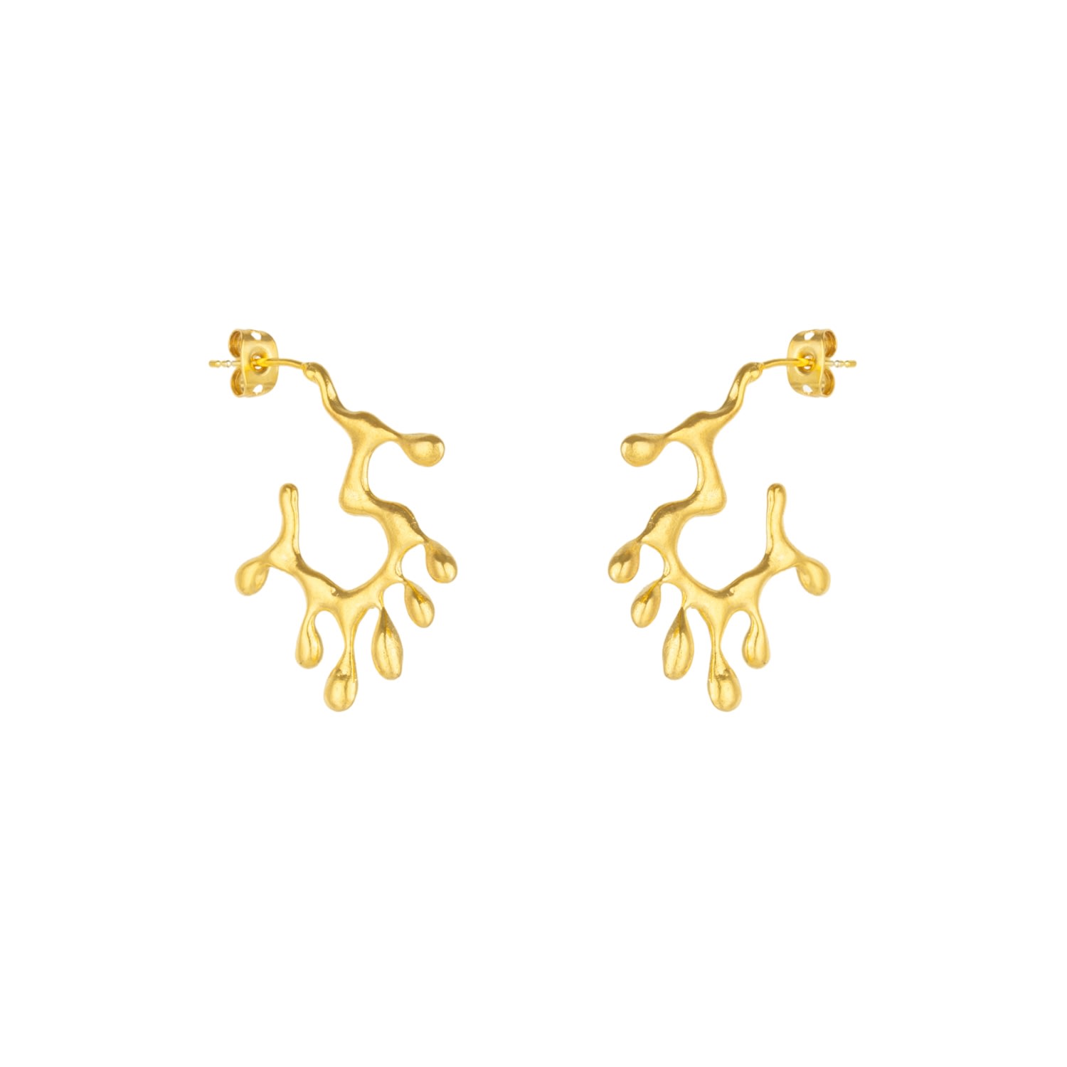 Mejoma Women's Melting And Dripping Irregular Gold Hoop Earrings In Gold