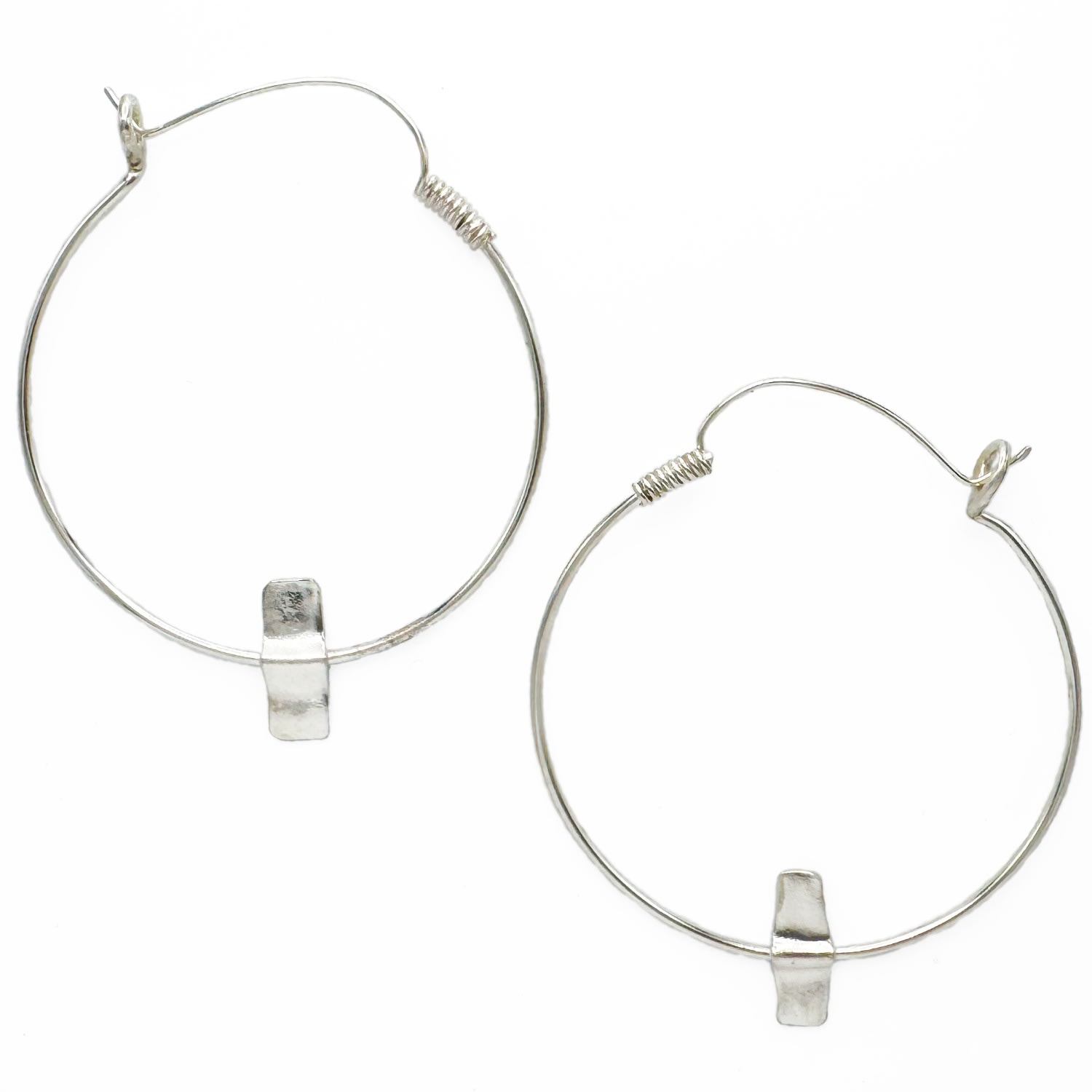 Gillian Trask Women's Maru Ribbon - Hoop Earrings - Sterling Silver, Large
