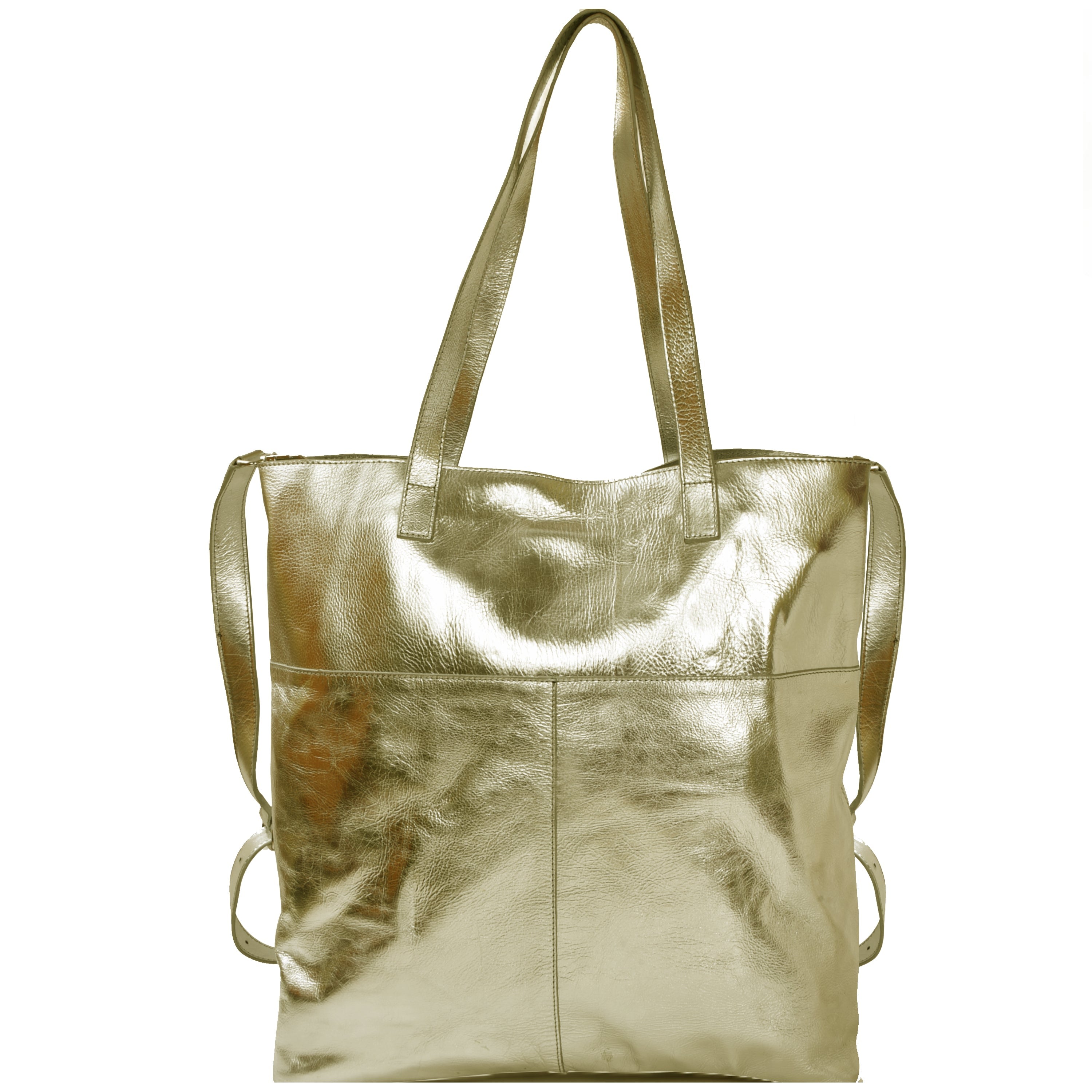 Women’s Gold Metallic Medium Leather Tote Brix+Bailey