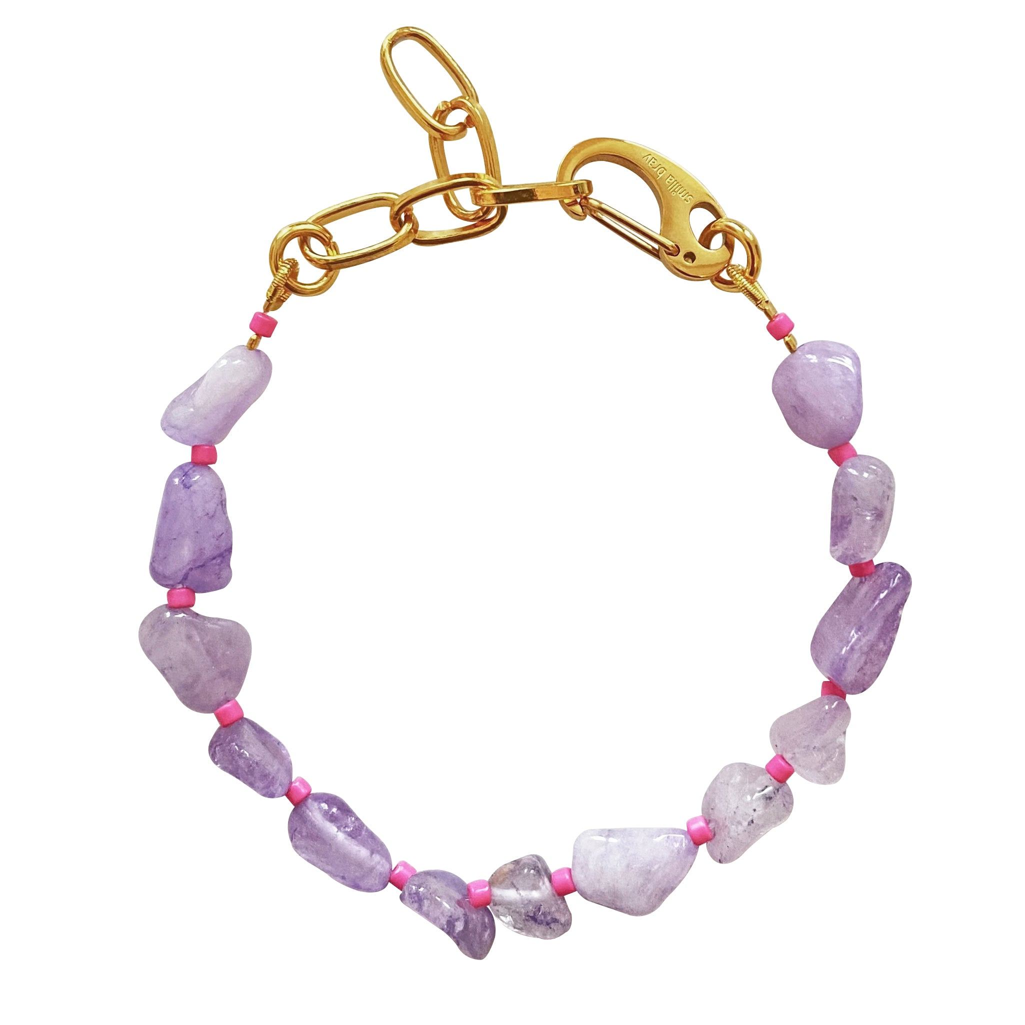 Smilla Brav Women's Gold / Pink / Purple Amethyst Bracelet Zenberry