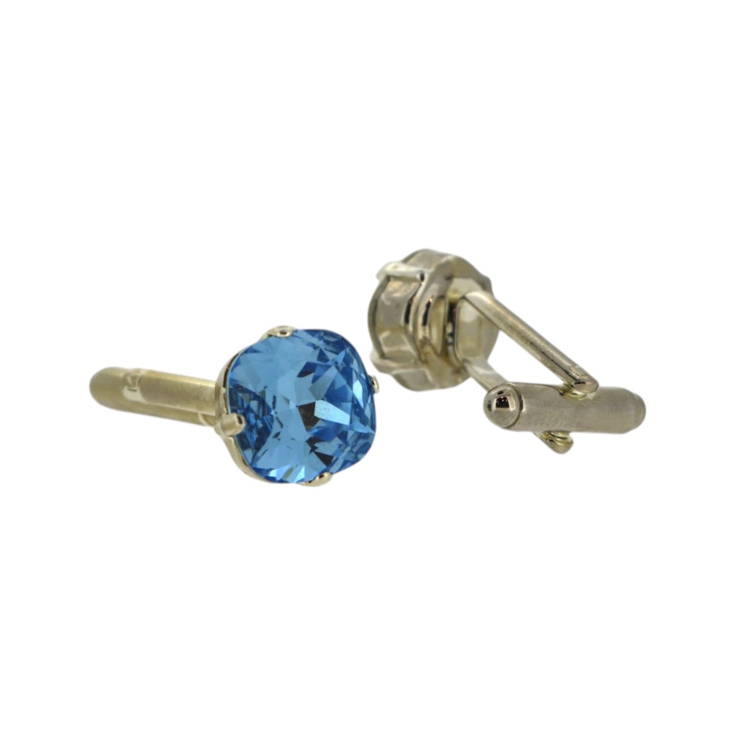 Vickisarge Men's Blue / Silver The Blue Stud Cufflink In Platinum