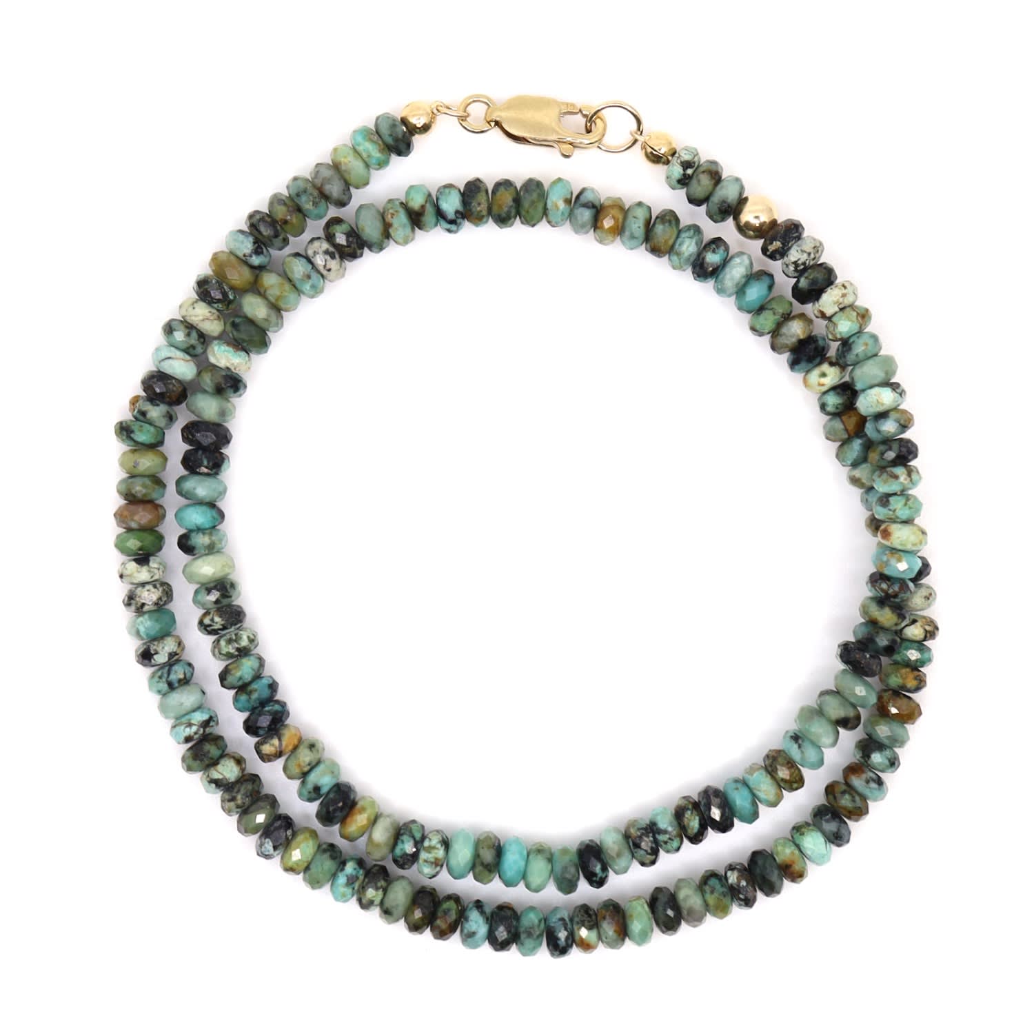 Shar Oke Men's Green / Neutrals / Gold African Turquoise & 14k Solid Gold Wrap Bracelet In Green