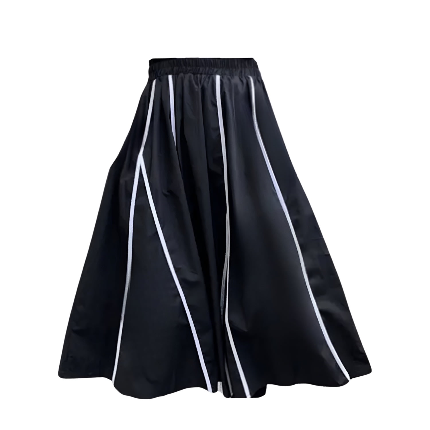 London Atelier Byproduct Women's Black / White Black Full Skirt With Panels & White Contrast Tape In Black/white