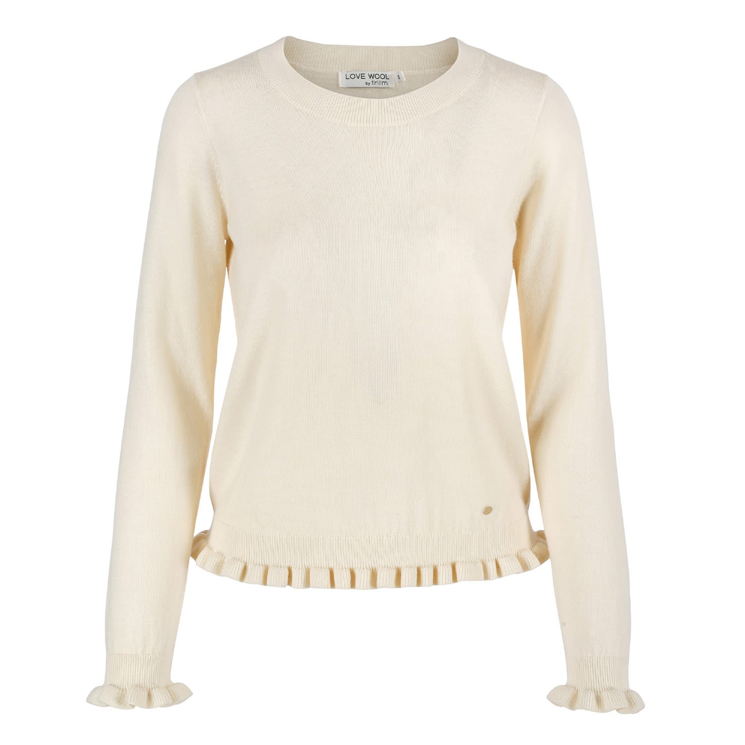 Tirillm Women's "aspen" Merino Wool Jumper With Frills - White