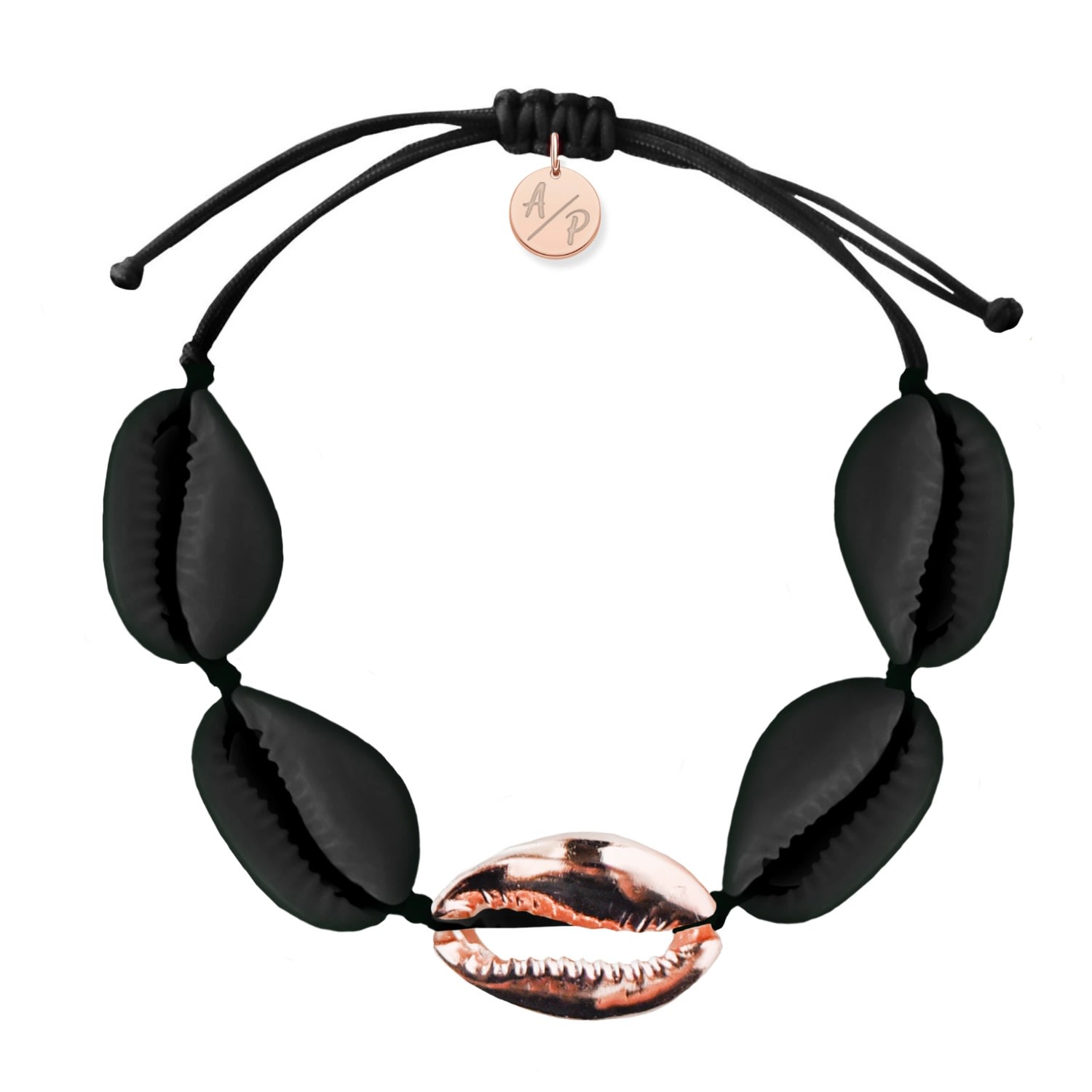 Adriana Pappas Designs Women's Sleek Shells Bracelet Matte Black - Rose Gold In Black