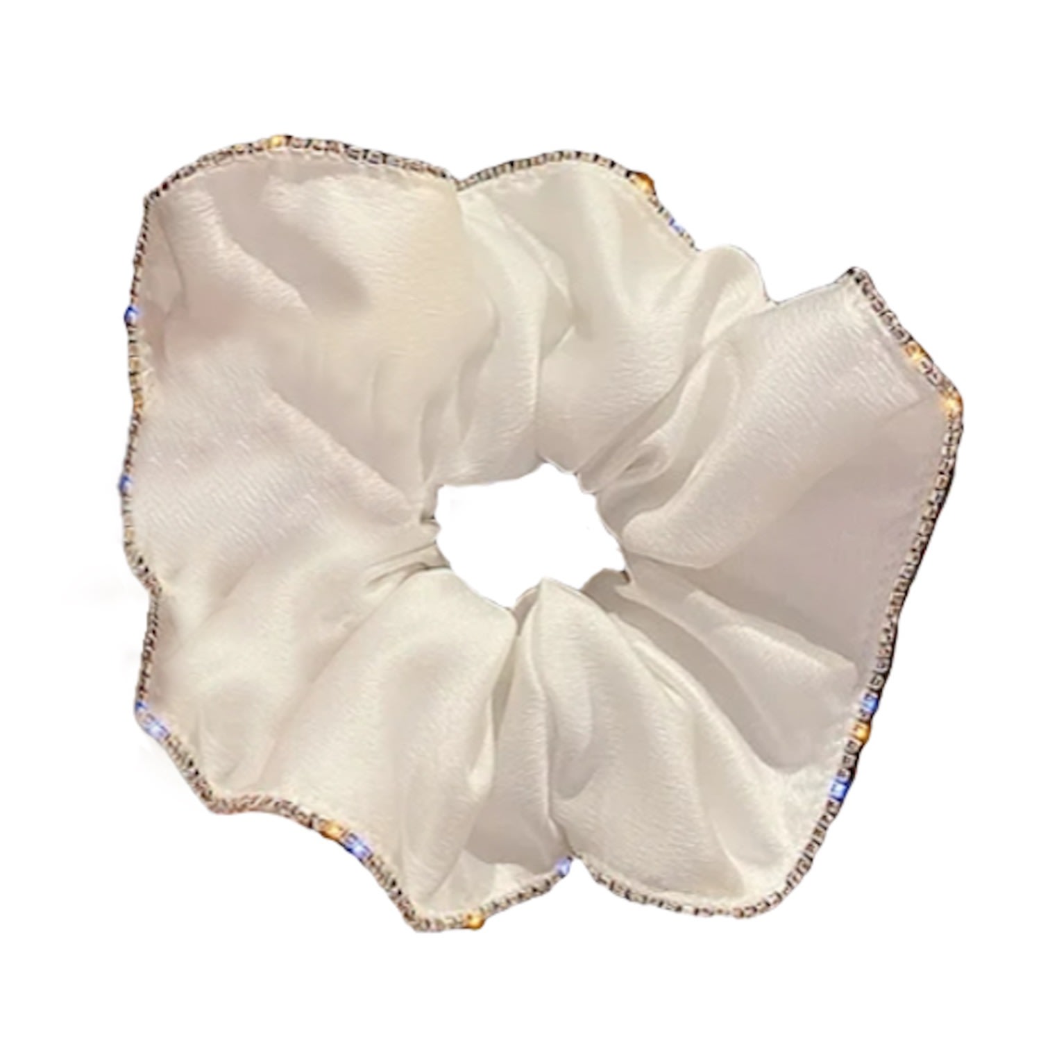 Earth Body Women's Silver / White Witstone Cristal Scrunchie In Solid White In Silver/white