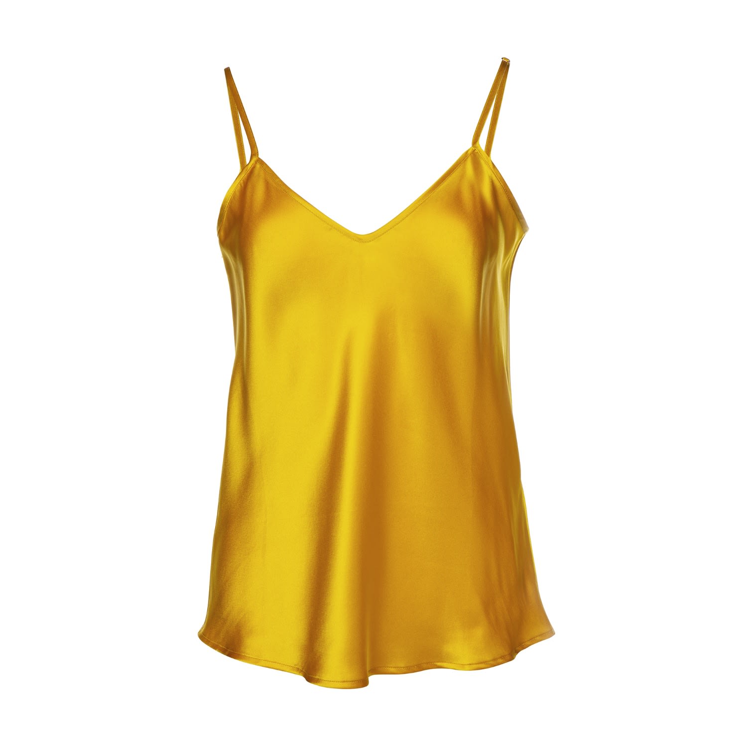 Women’s Yellow / Orange Vasiliki V-Neck Silk Camisole In Mimosa Large Vasiliki Atelier