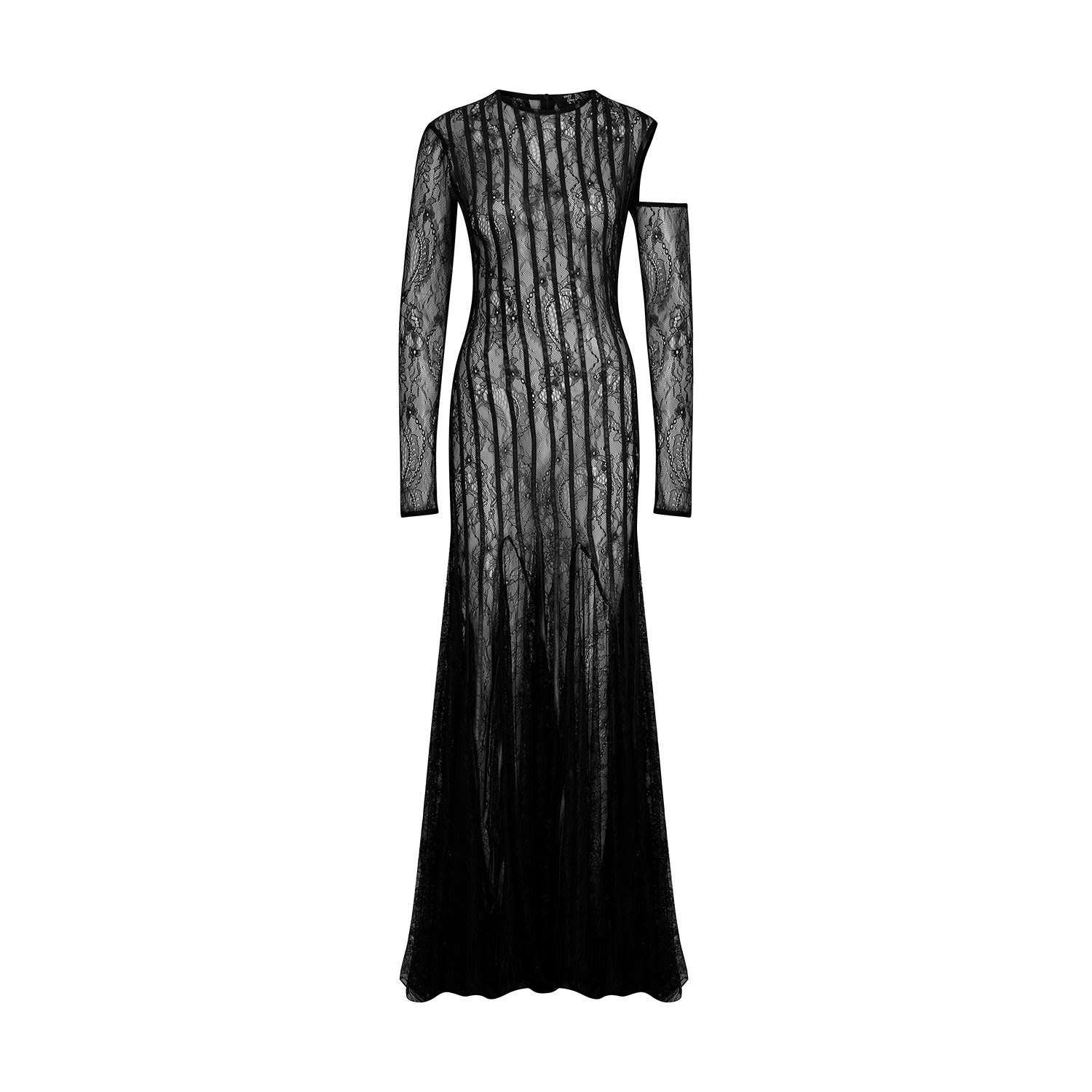 Zan Studio Women's Black Leather Ribbed Lace Dress