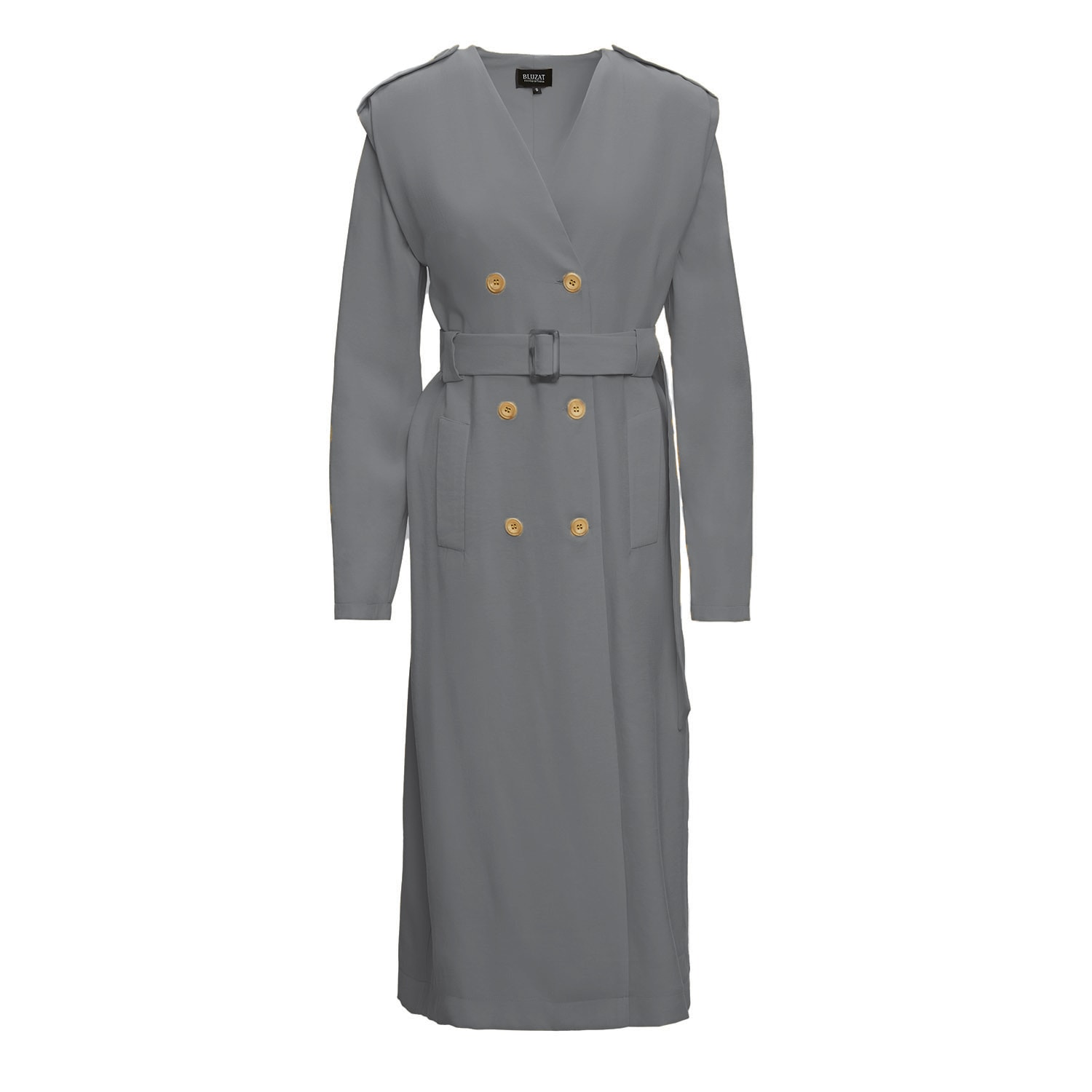 Bluzat Women's Green Khaki Midi Trench Dress In Green