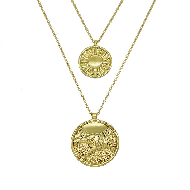 Aurozia Women's Gold Tarot The Sun Sunflower Layered Necklaces In Gold