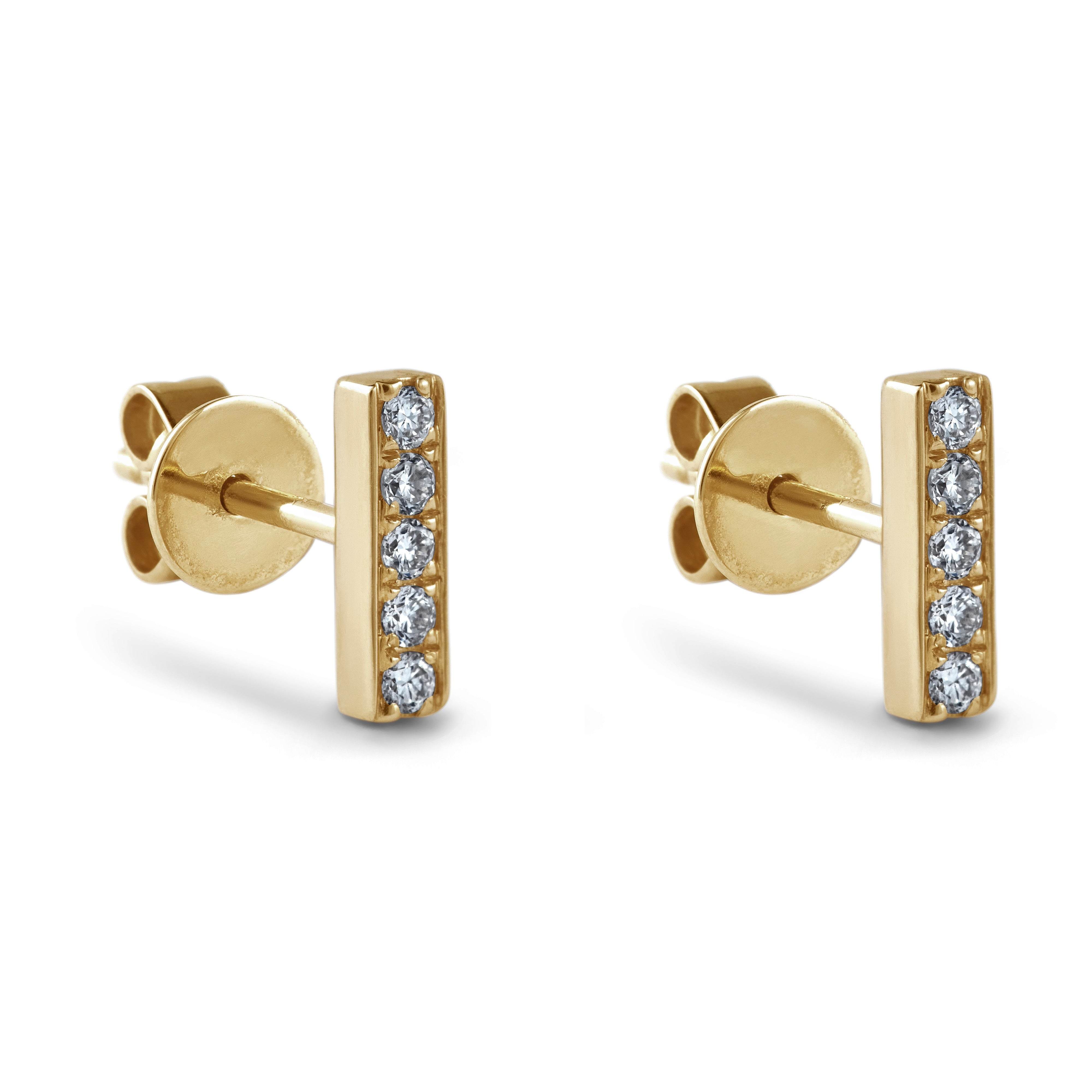 Aya Women's Gold Diamond Bar Studs