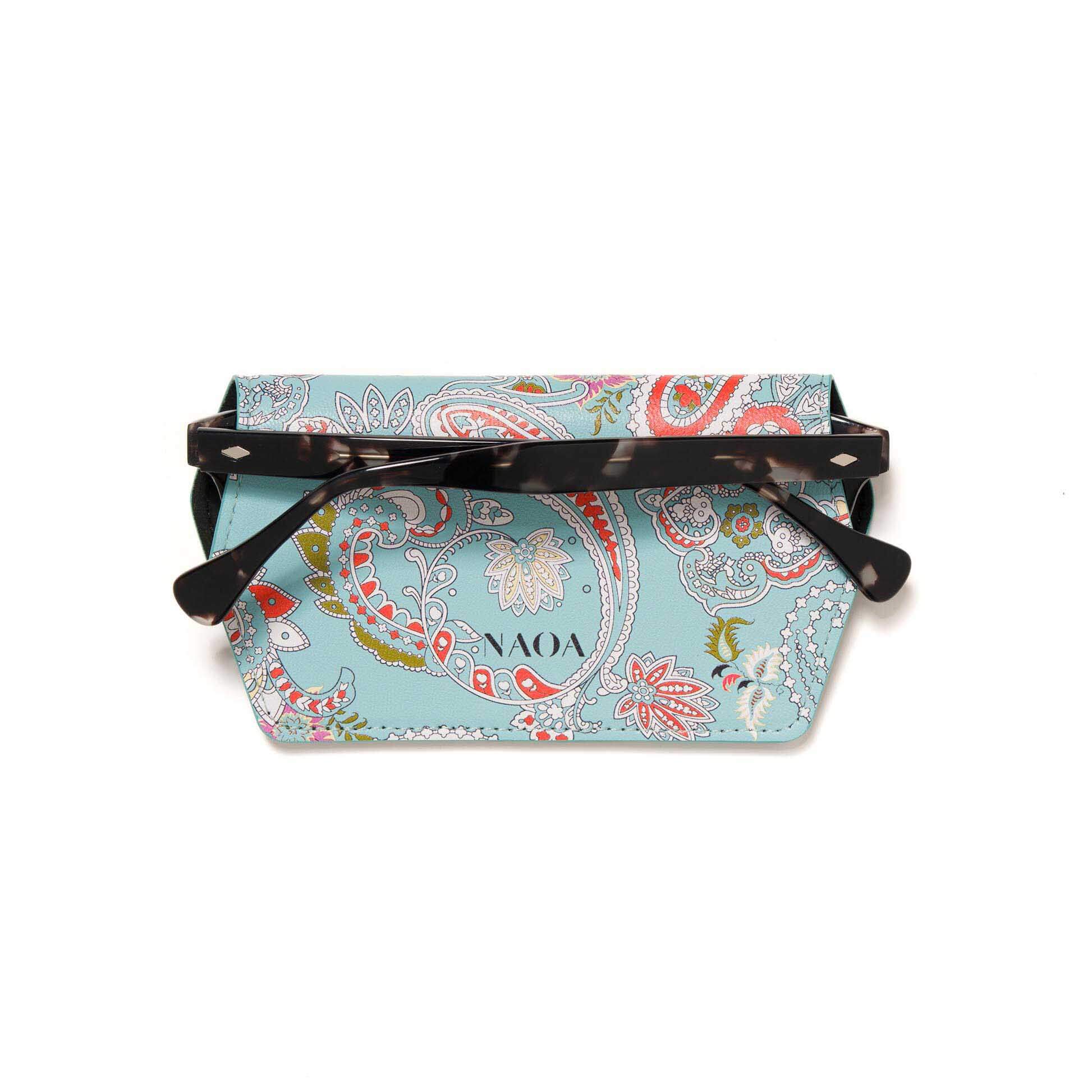 Naoa Women's Blue / Brown Slim Glasses Case Paisley Print In Multi