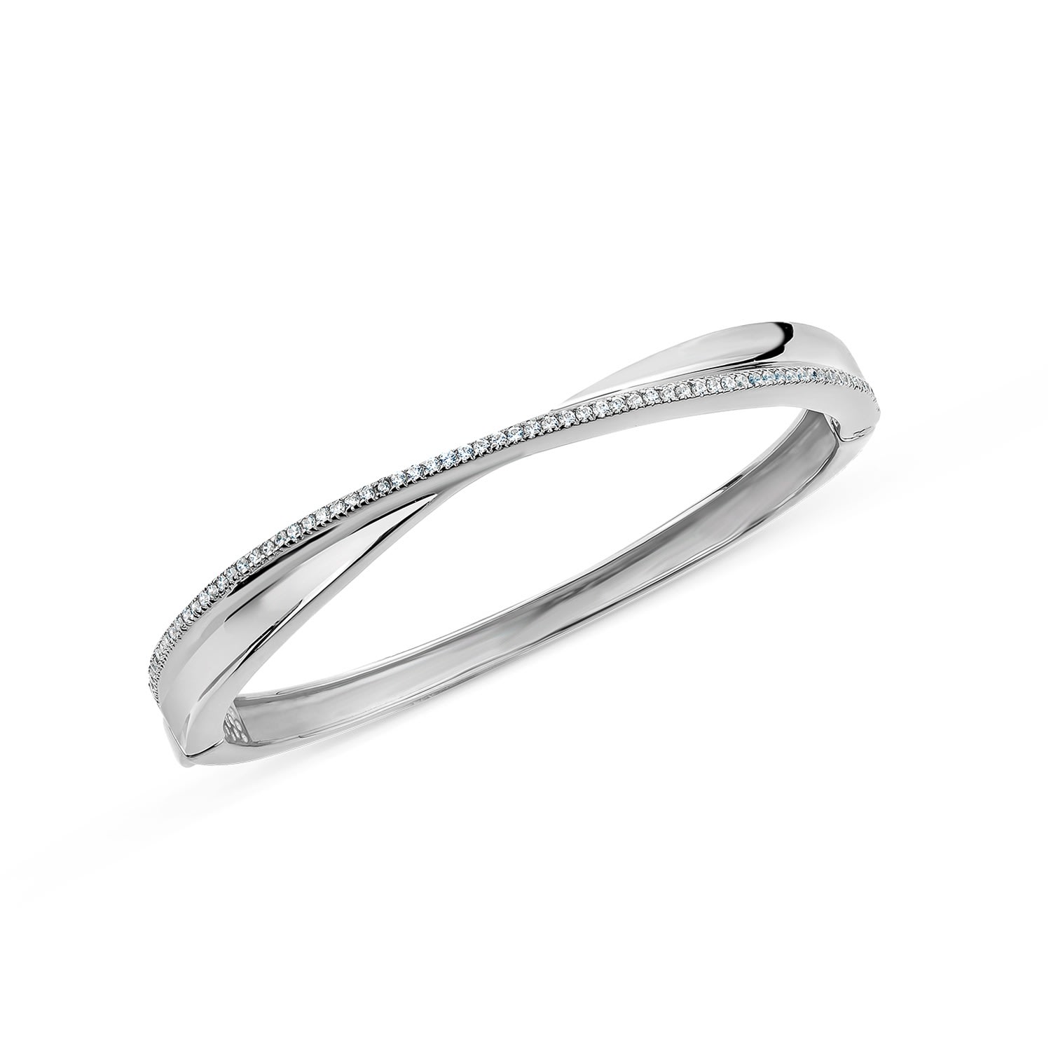 Sally Skoufis Women's White / Silver Light Bangle With Man Made White Cz Diamond Stimulant In Sterling Silver In Multi