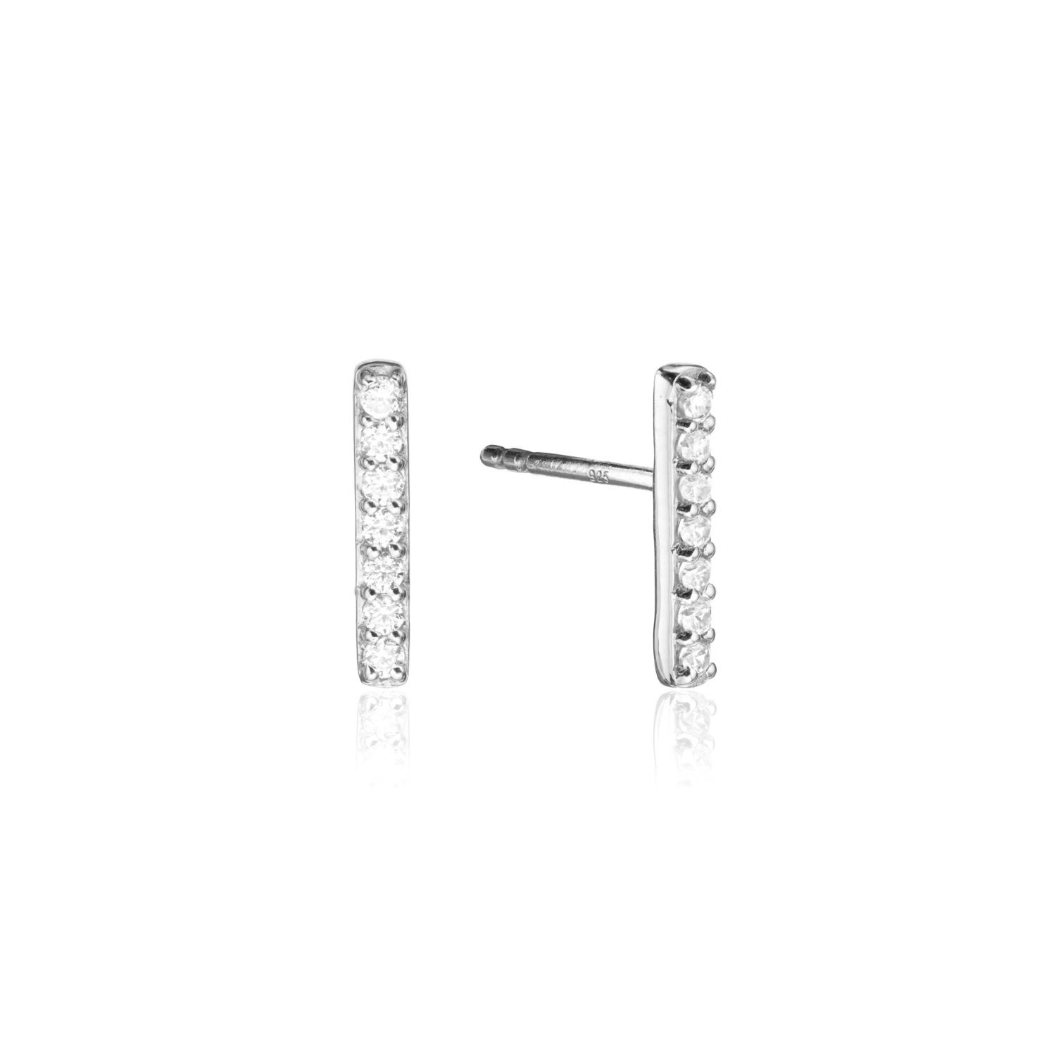 Lily & Roo Women's Silver Diamond Style Bar Stud Earrings In Silver