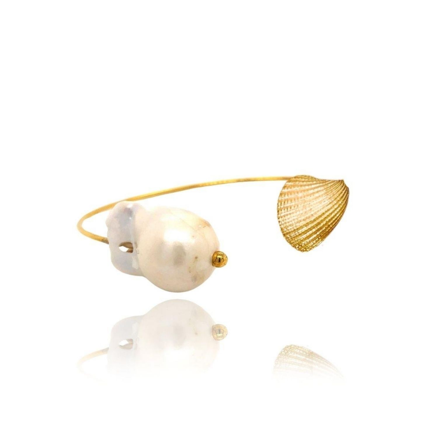 Women’s Gold Oyster Baroque Pearl Cuff Bracelet Linya Jewellery