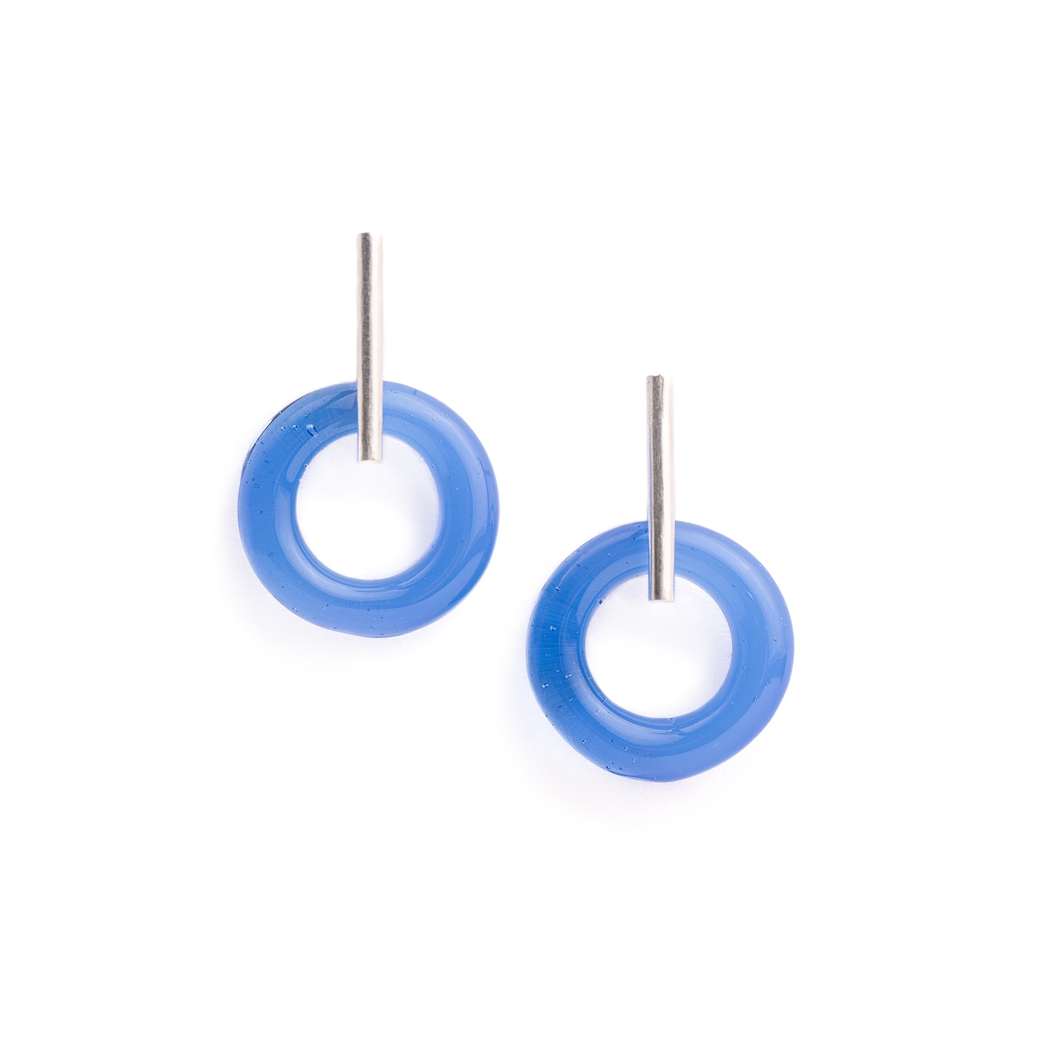 Women’s Emma Glass And Silver Earrings In Blue Mirumiru