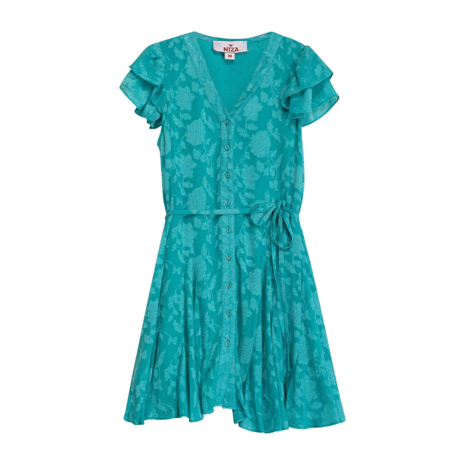 Niza Women's Short Turquoise Blue Dress Flora