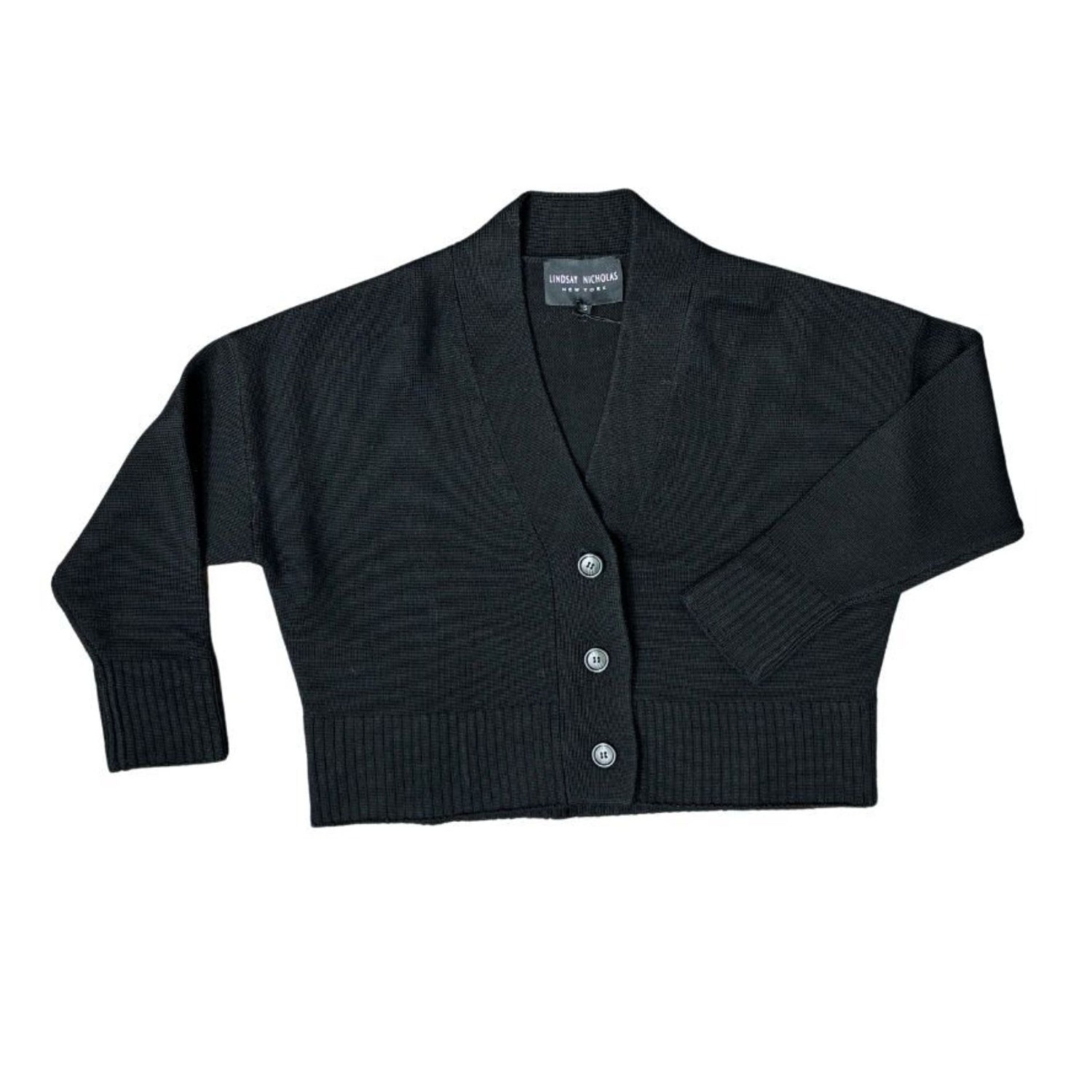 Lindsay Nicholas New York Women's Cropped Cardigan In Black In Black