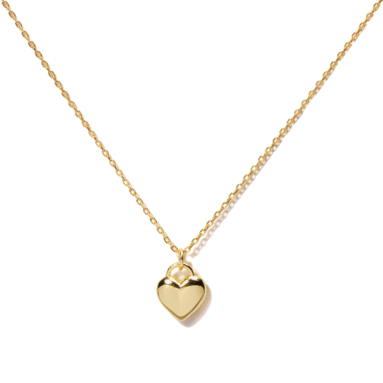 Little Sky Stone Women's Puffed Heart Gold Plated Necklace In Gold