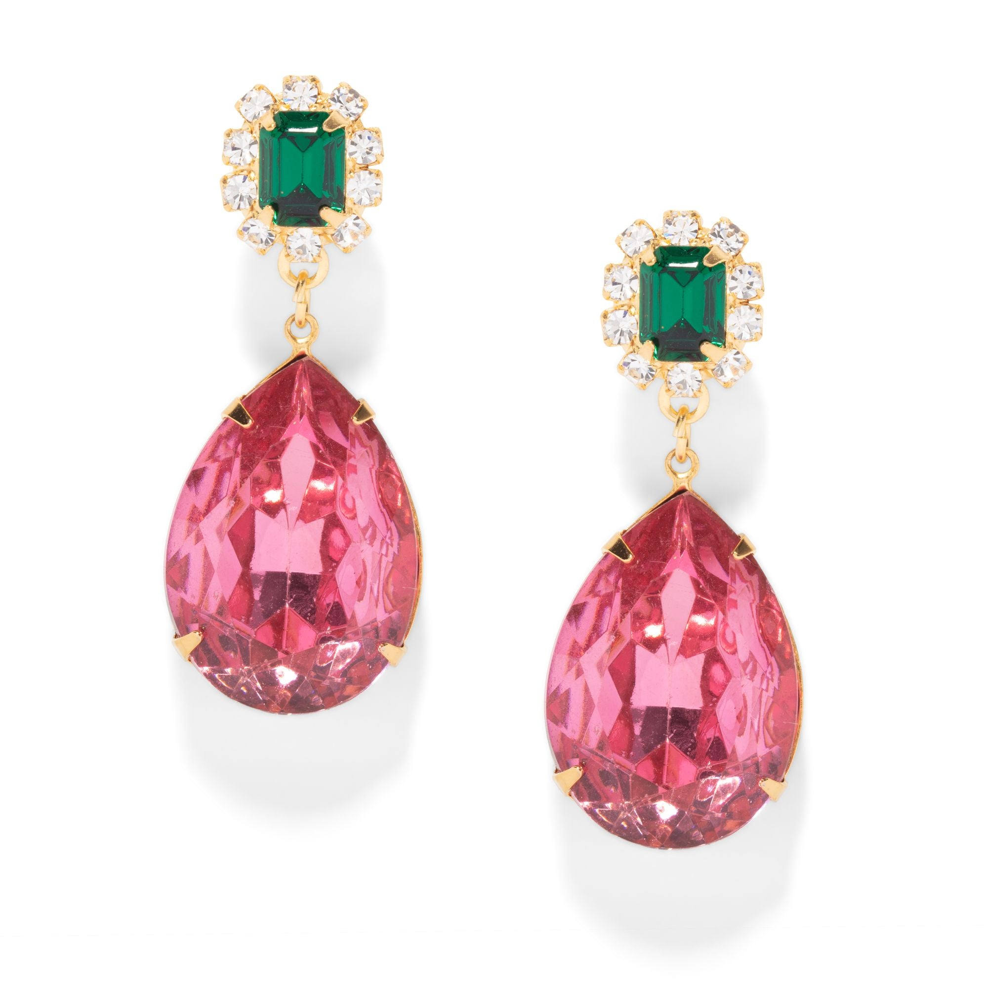 The Pink Reef Women's Green / Pink  Austria Earring In Emerald & Pink In Multi