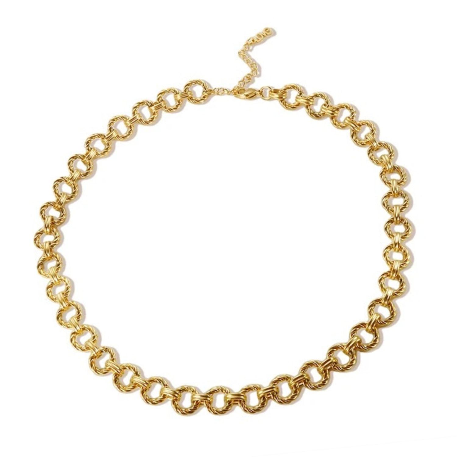 Nazzar Women's Gold Twist Cable Link Chain Necklace