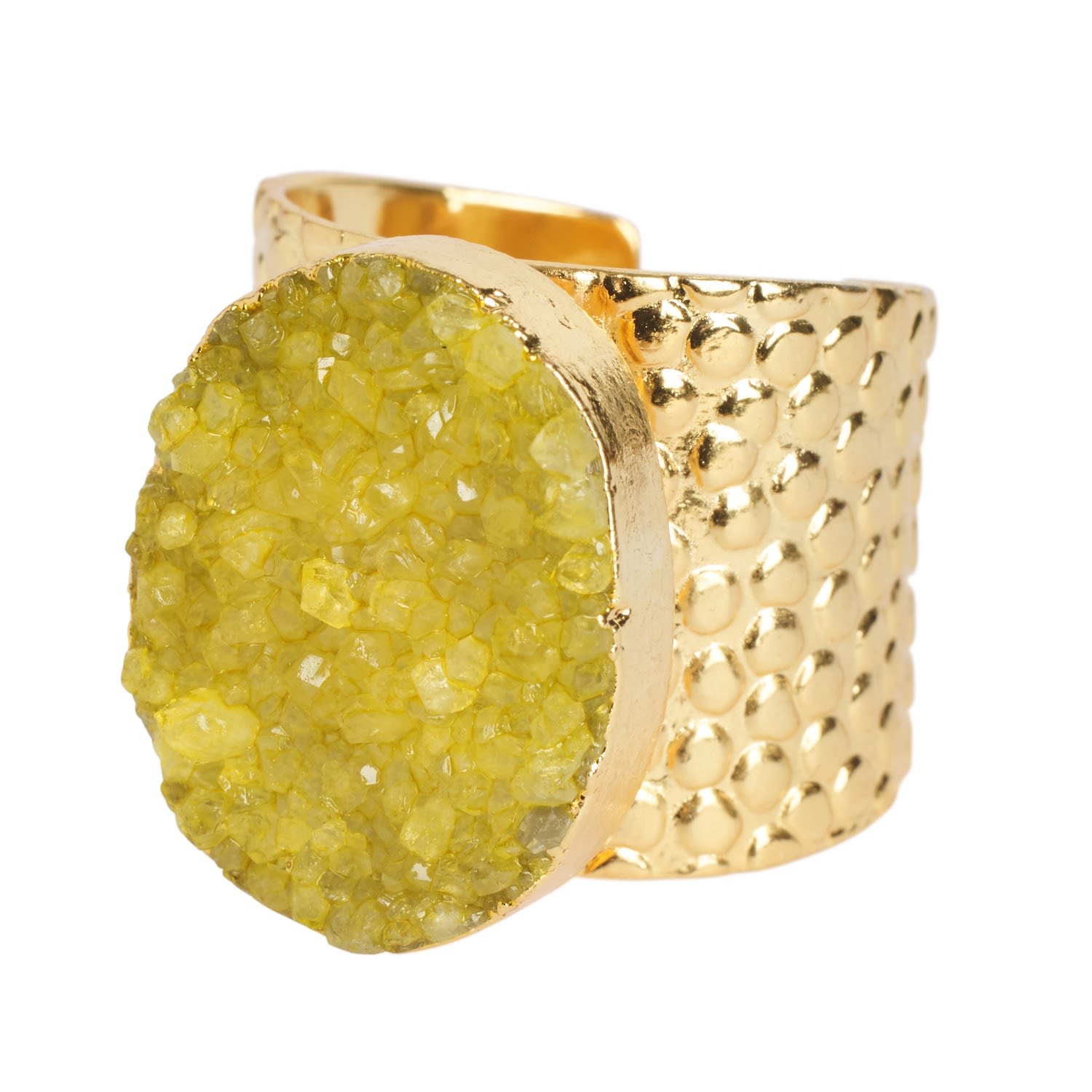 Yaa Yaa London Women's Gold / Yellow / Orange Lemon Yellow Crystal Crush Gold Statement Ring