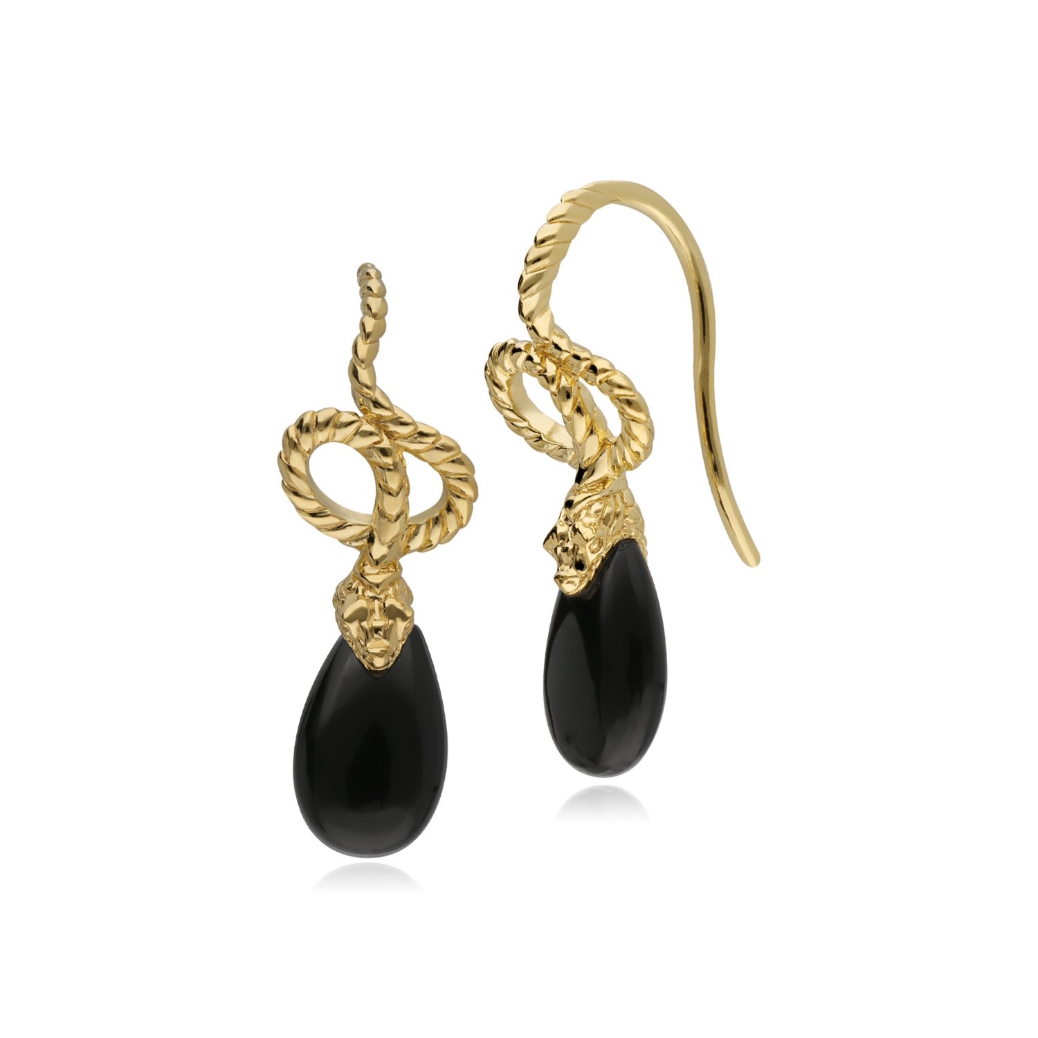 Women’s Black Ecfew Onyx Winding Snake Drop Earrings Gemondo