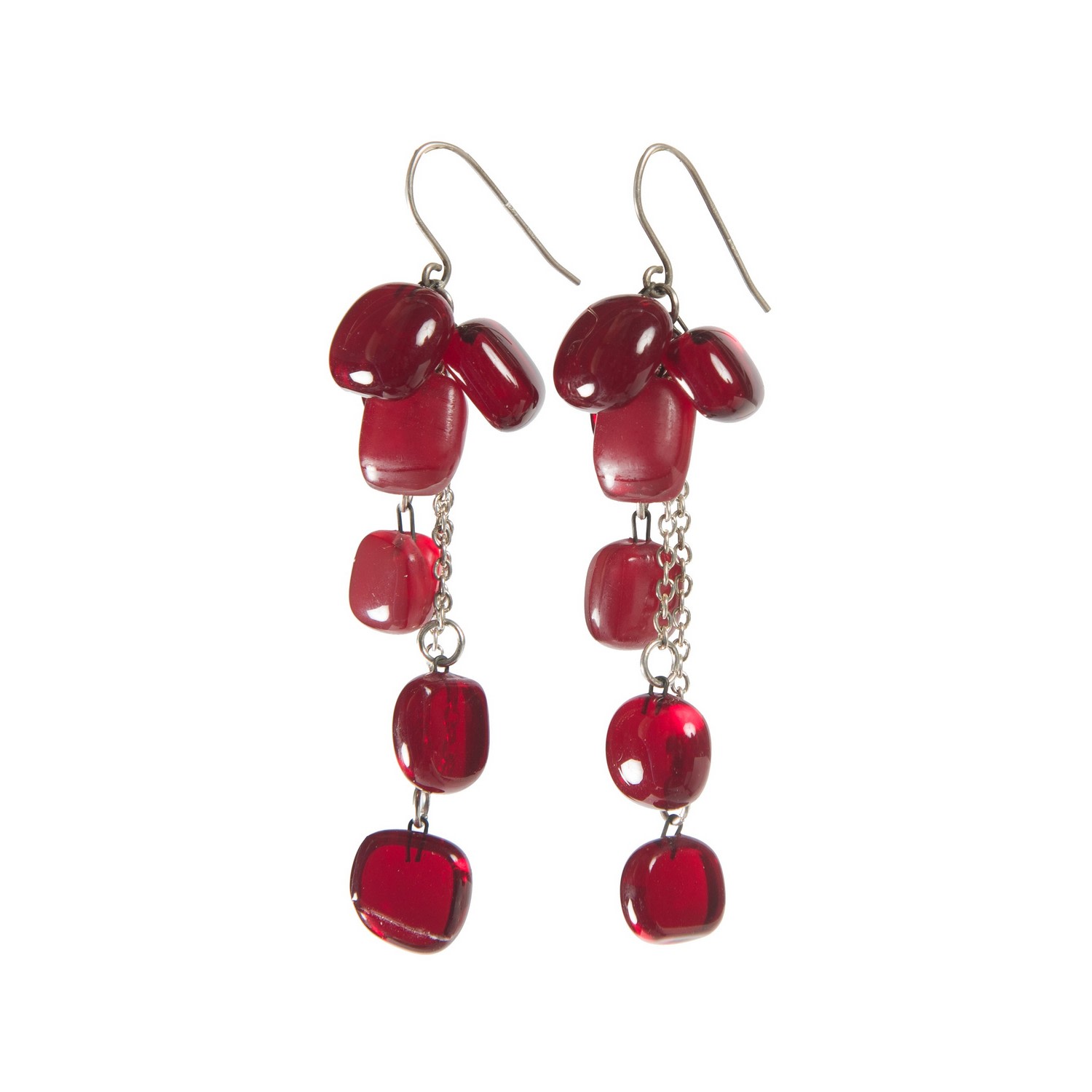 Laura Daili Women's Red / Silver Ruby Light Glass Cluster Earrings In Multi