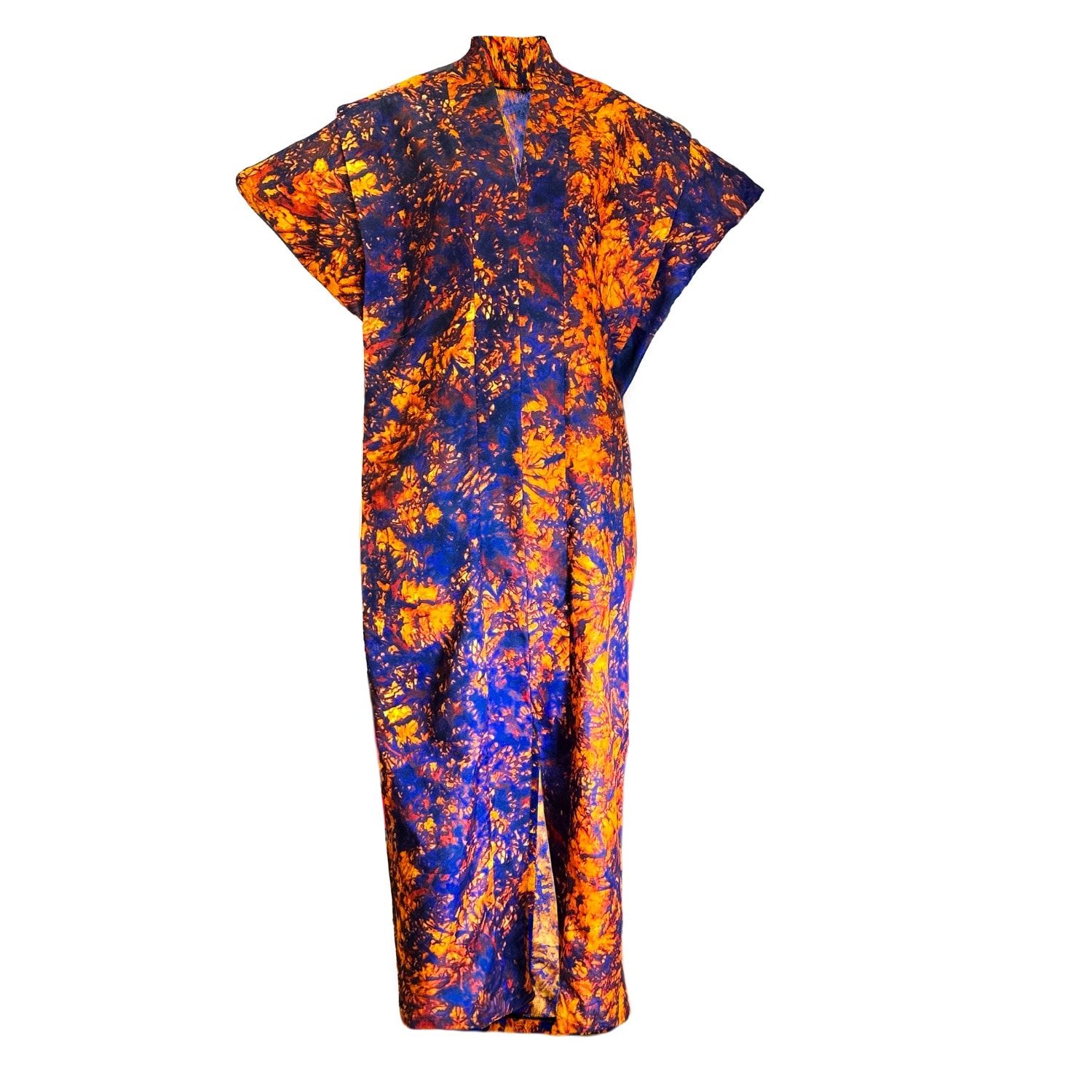 Chuks Collins Women's Yellow / Orange Ajah Resort Collection: An Orange Multi-color Long Dress With Slit In The Mi