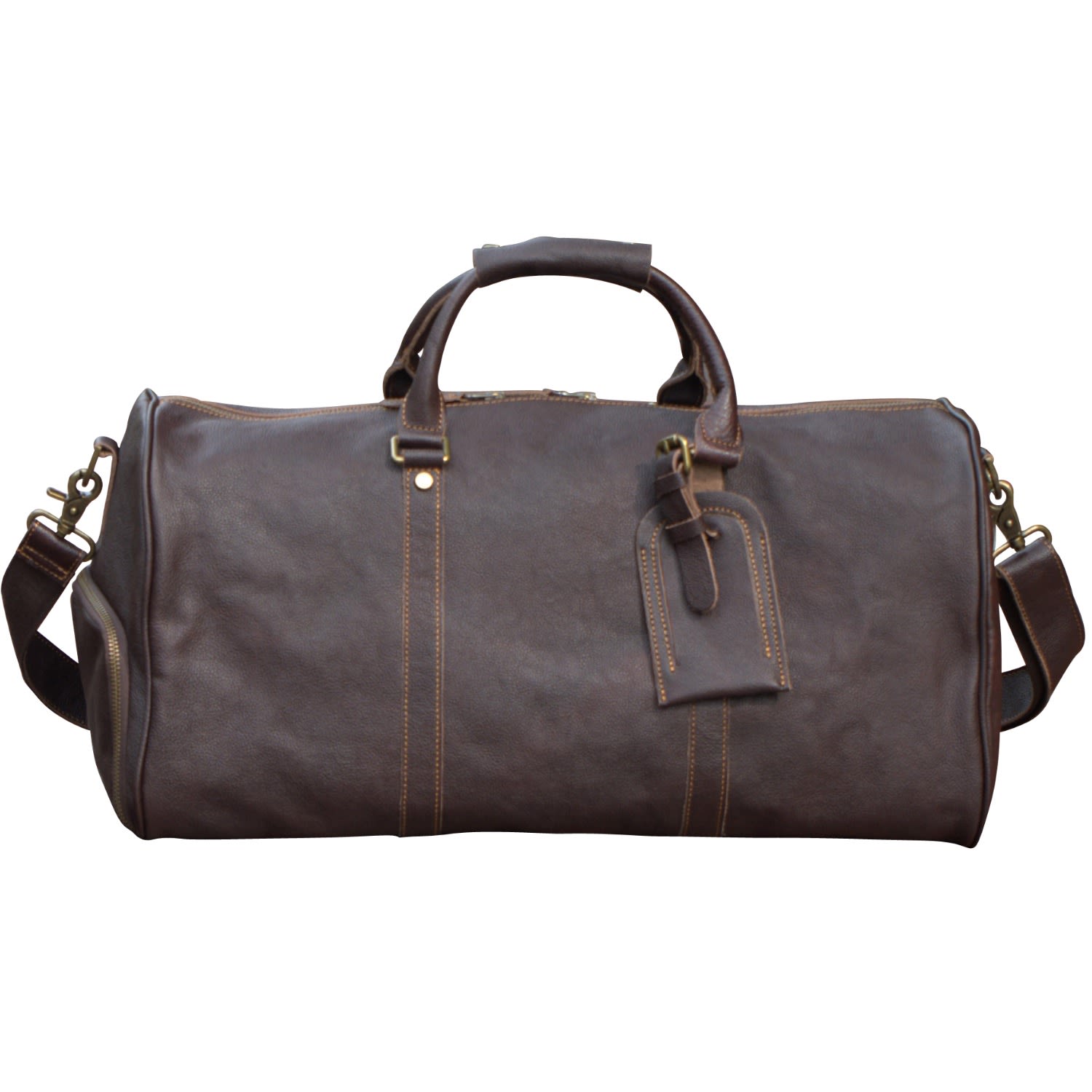 Men’s Leather Over Night Bag With Shoe Storage -Taupe Brown Touri