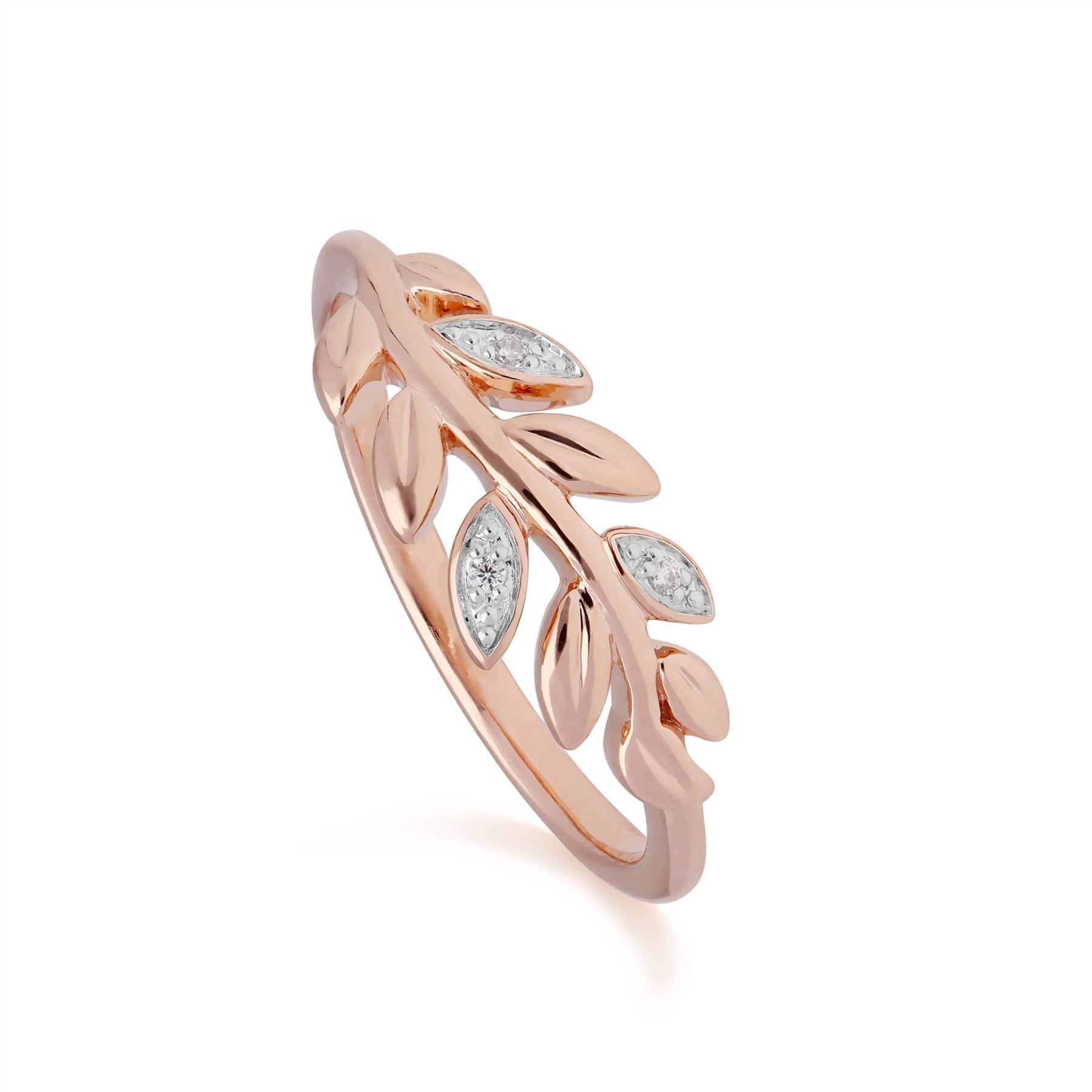 Women’s O Leaf Diamond Ring In Rose Gold Gemondo