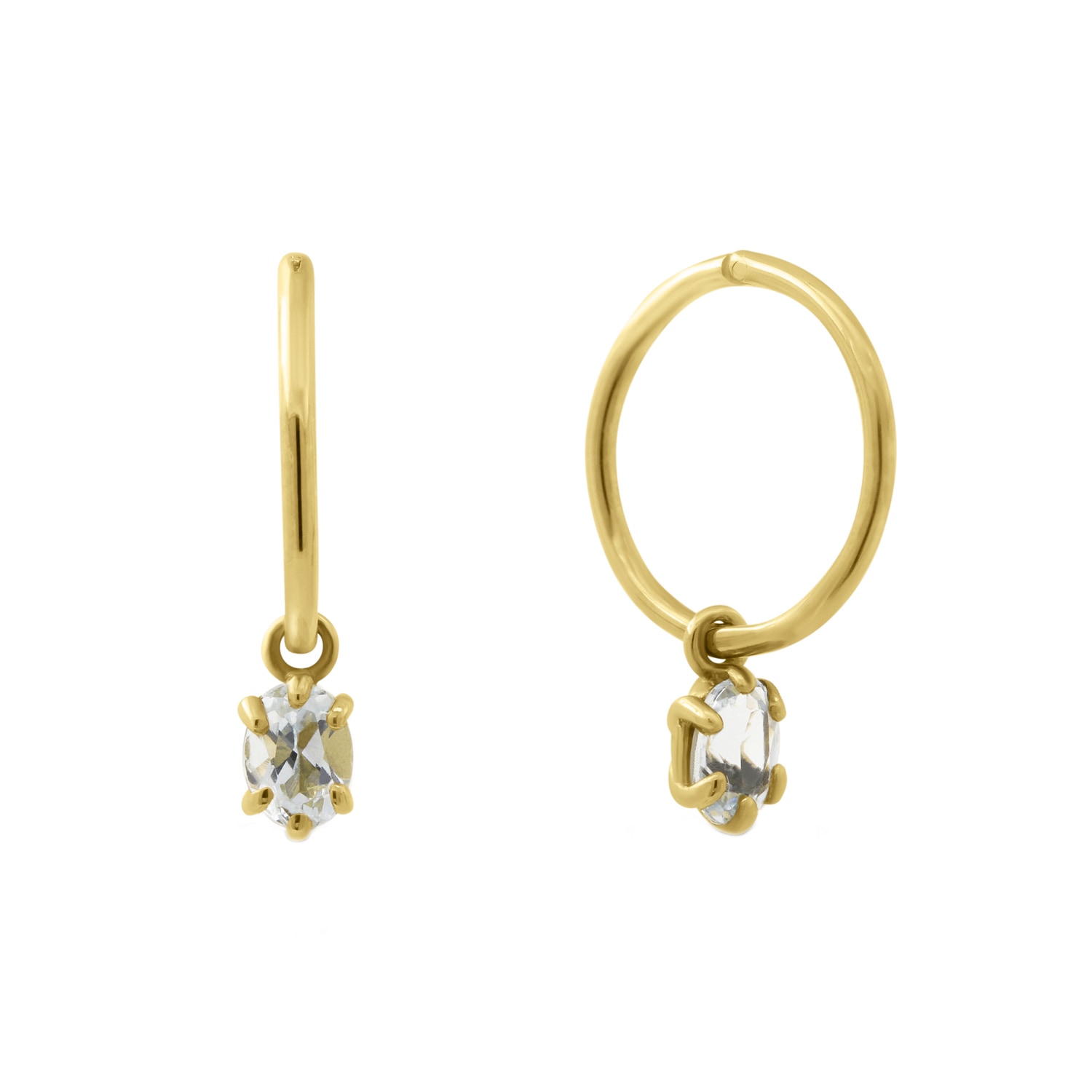 Lee Renee Women's Aquamarine Clicker Hoop Earrings - Gold In Gold