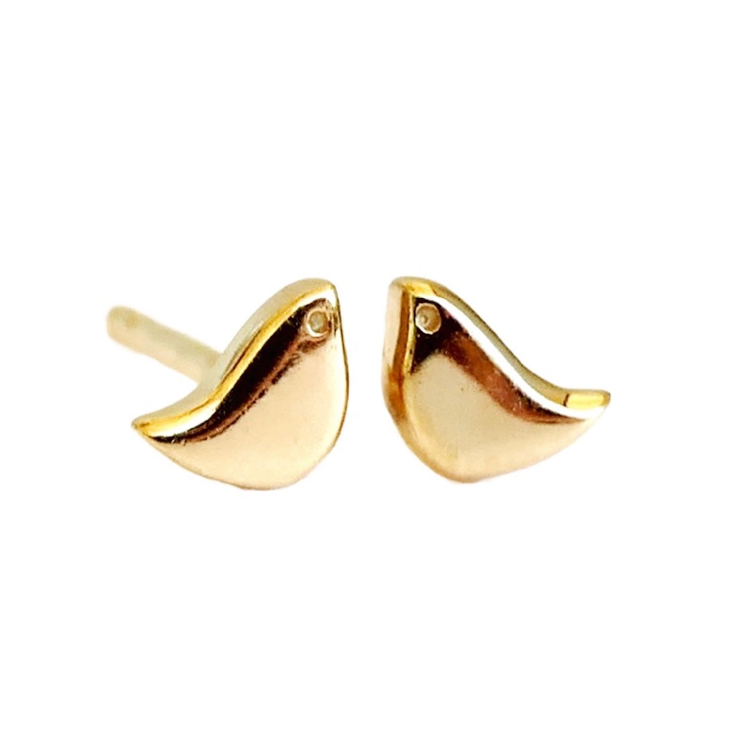 Lime Tree Design Women's Mini Bird Stud Earrings - Gold Vermeil In Burgundy