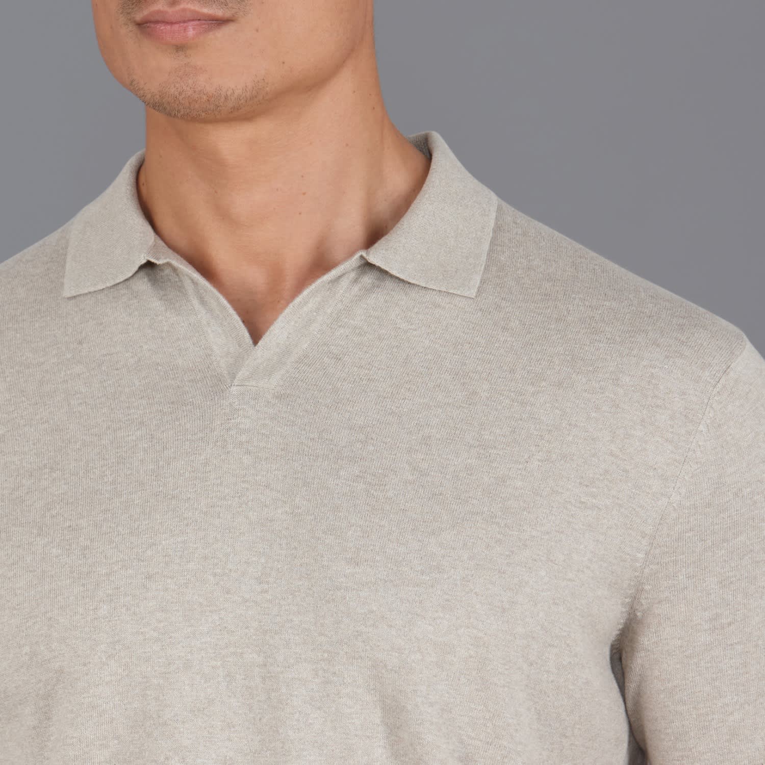 Men's Ultra Fine Cotton Nathan Buttonless Polo Shirt - Fawn