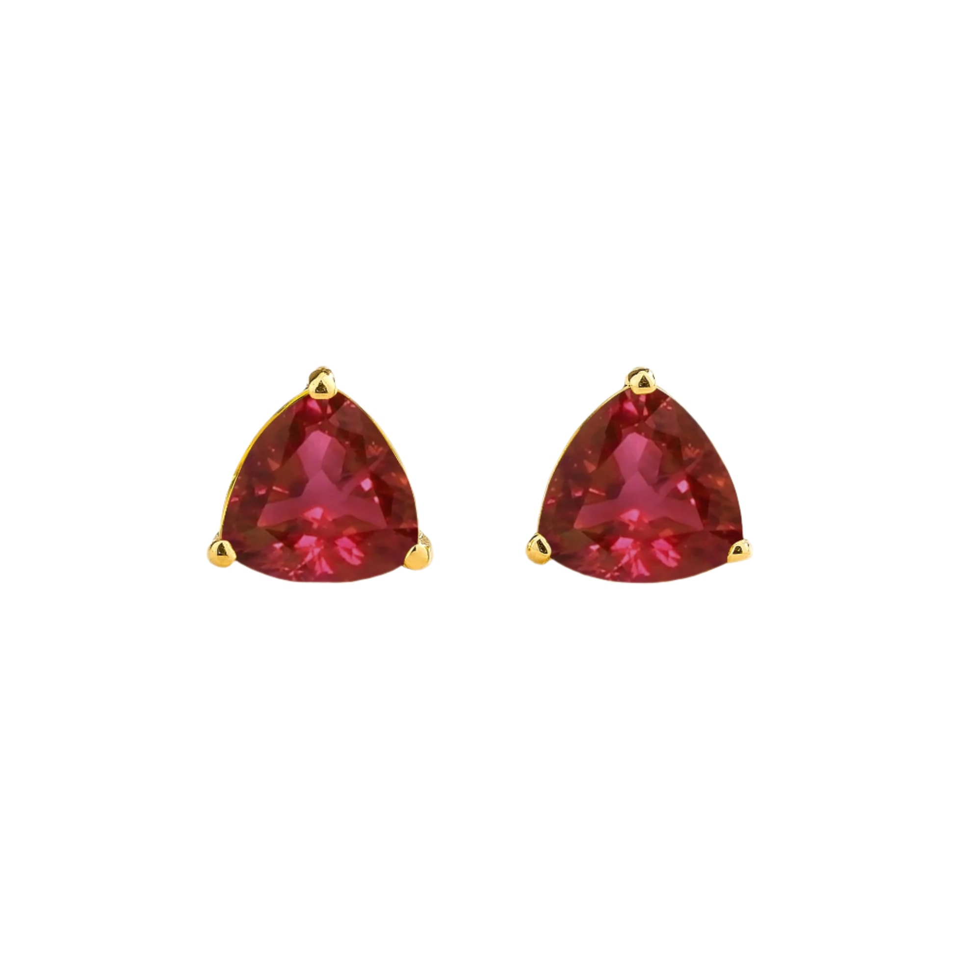 Juvetti Women's Yellow / Orange / Red Trillion Gold Earrings Set With Ruby