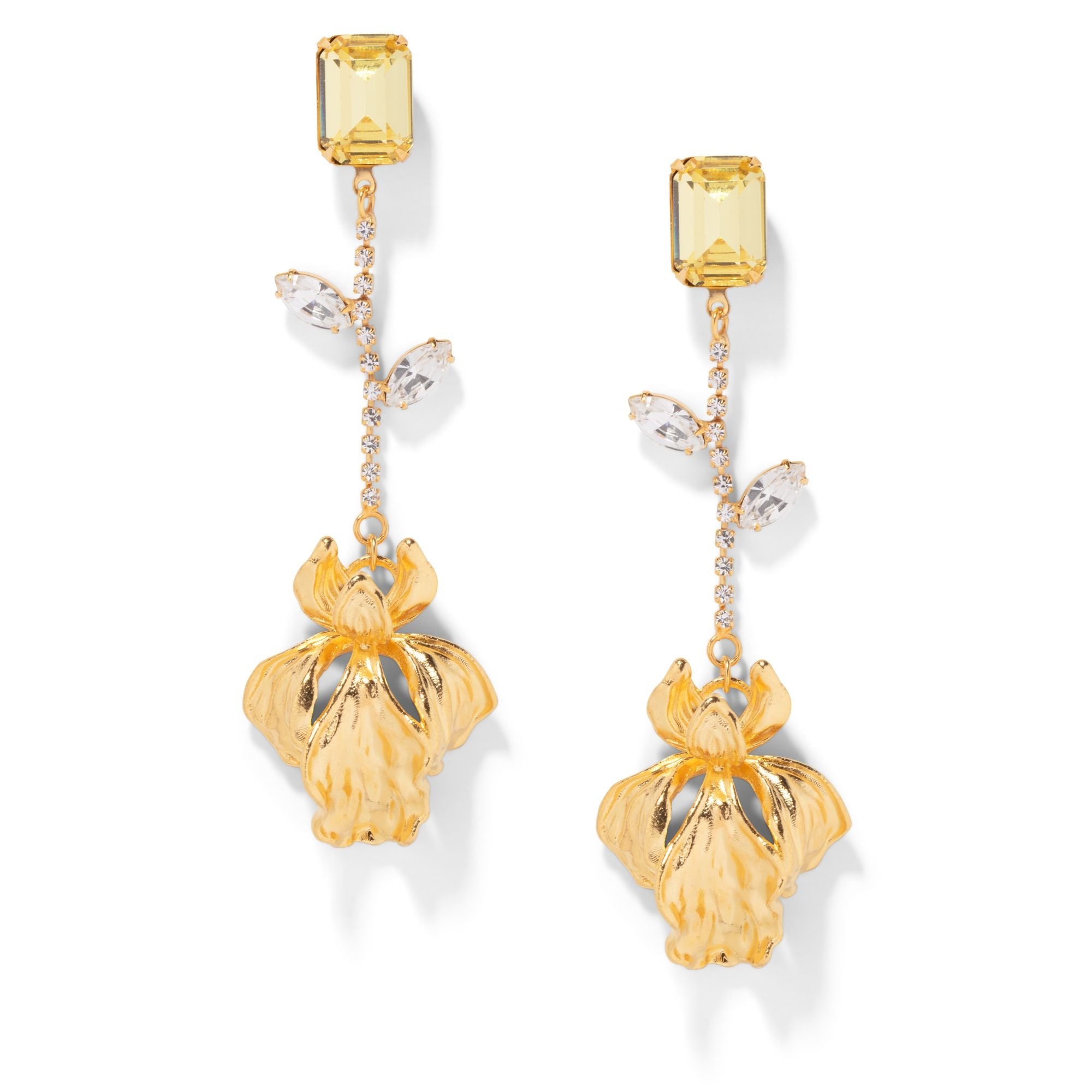 The Pink Reef Women's Yellow  Hand Sculpted Iris Earring In Jonquil In Gold