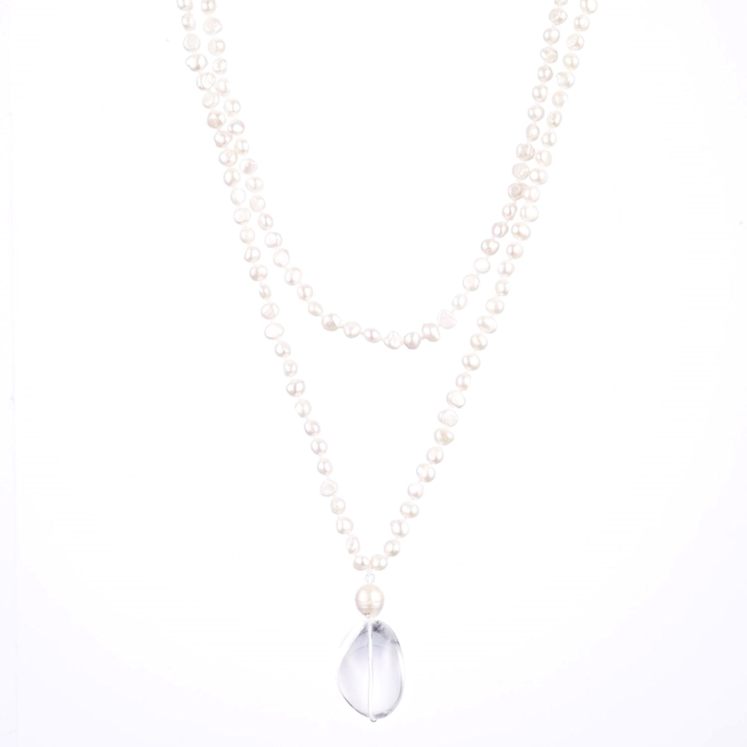 Jojo Harris Women's White Nadia Double Pearl And Rock Crystal Necklace